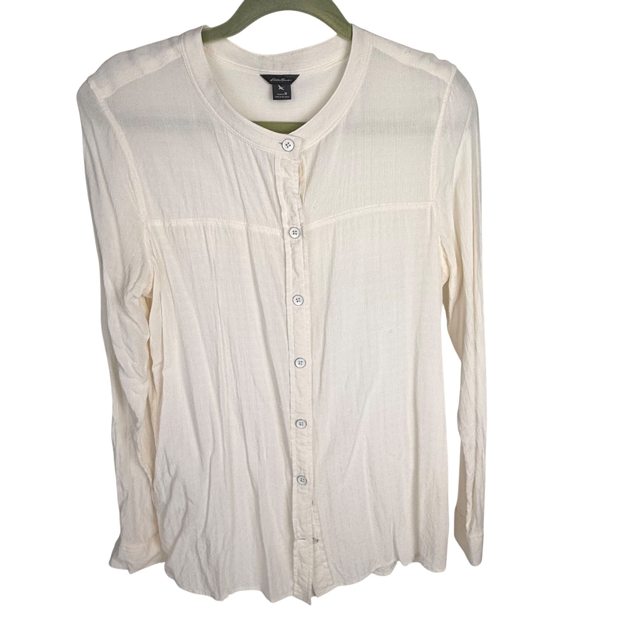 Eddie Bauer Eddie Bauer Women's Textured Ivory Long-Sleeve Blouse Shirt Size M / US 6-8 / IT 42-44 - 1 Thumbnail
