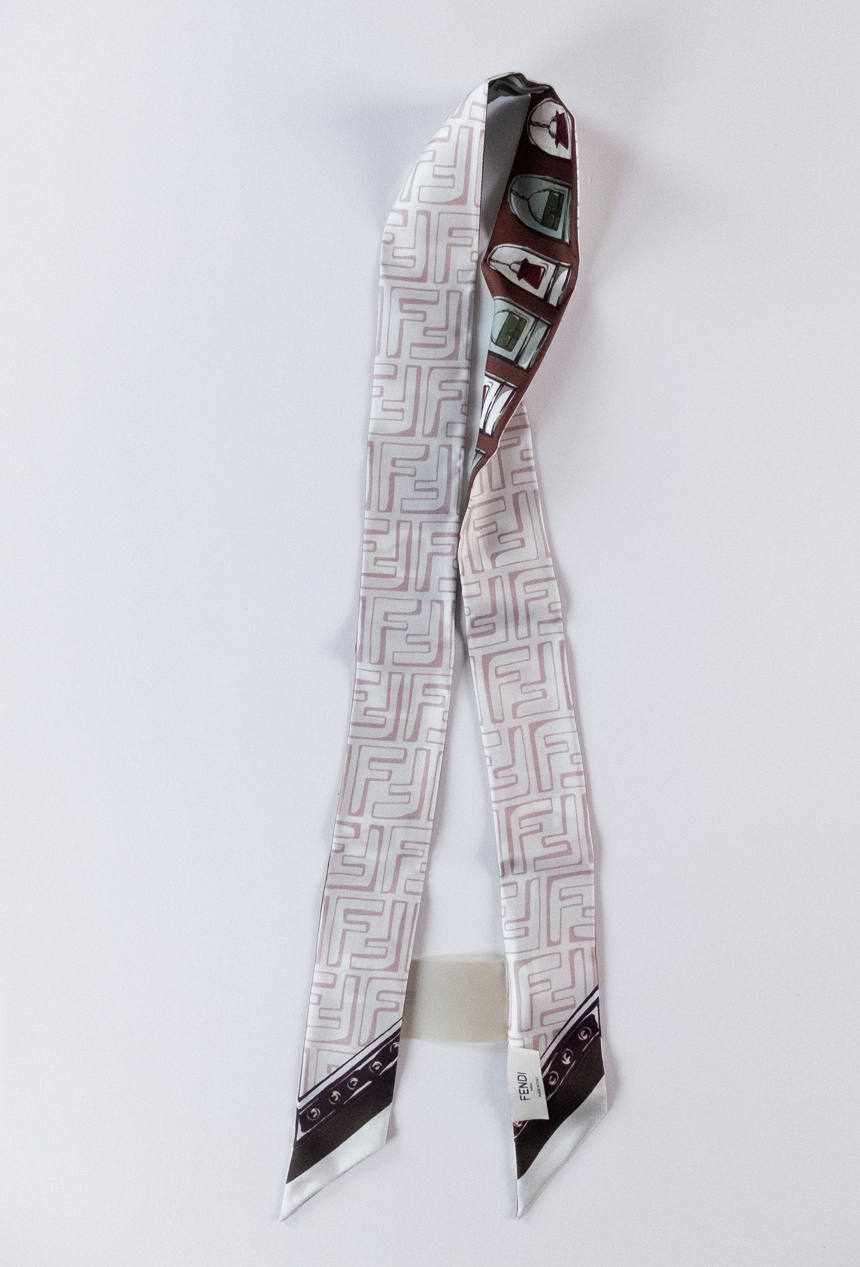 Fendi FENDI bag print brown silk Wrappy scarf authentic NWT Size ONE SIZE - 7 Thumbnail