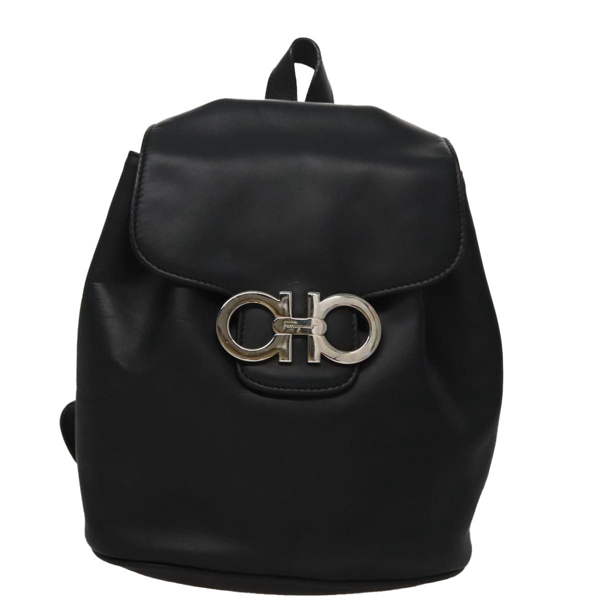 Gancini Black Leather Backpack Bag (Pre-Owned)