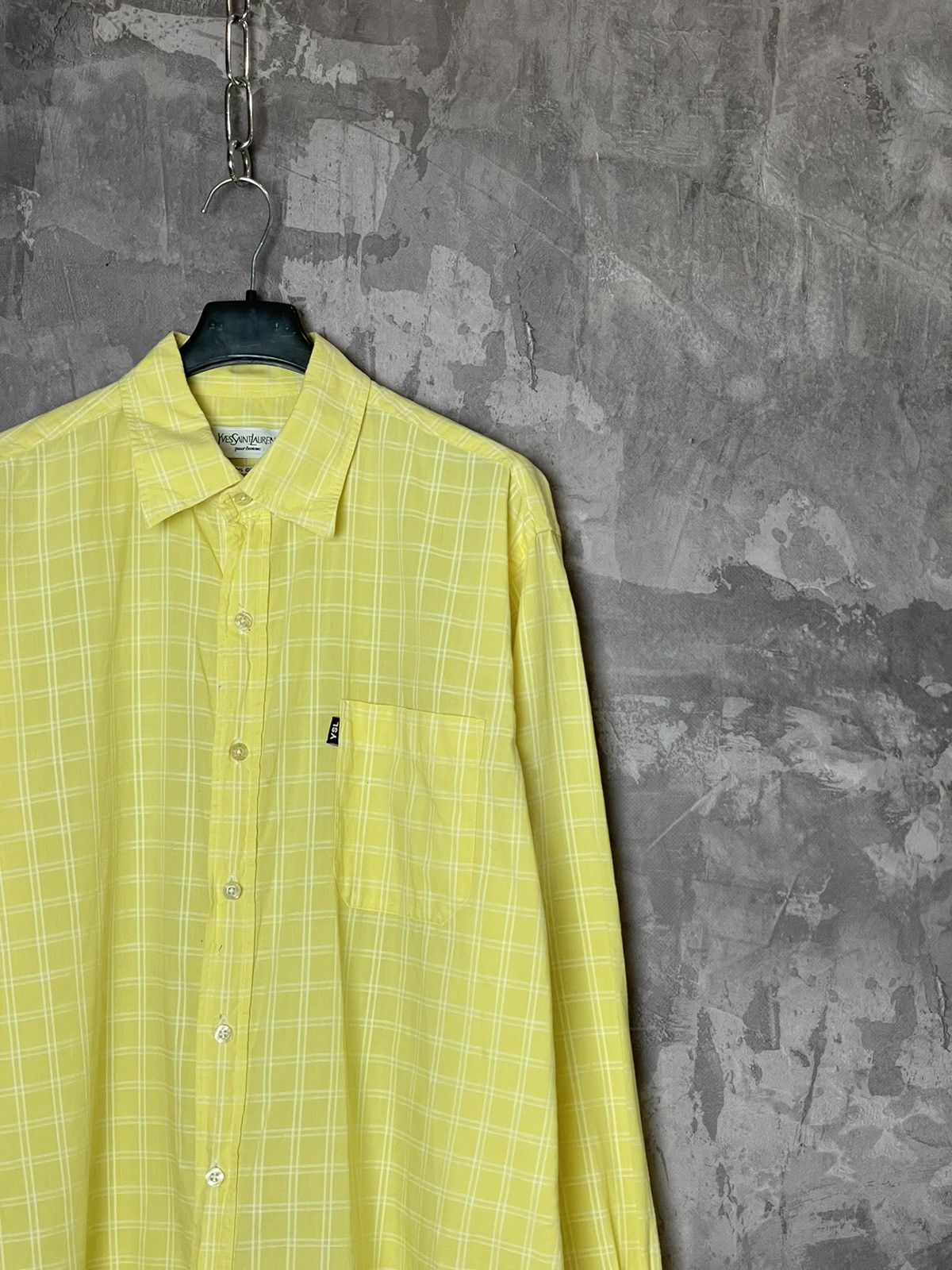 Vintage × Yves Saint Laurent Vintage Check Yves Saint Laurent Pour Homme Button Up Shirt Size US L / EU 52-54 / 3 - 3 Thumbnail