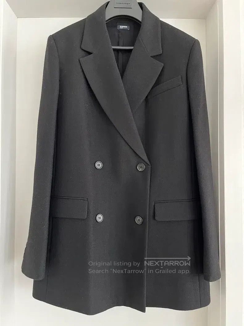 Jil Sander Jil Sander Navy Blue Black Double-breasted Suit Jacket Size 36S - 1 Thumbnail
