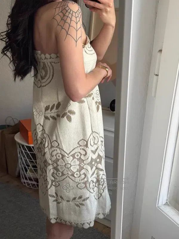 Valentino Valentino Gray-white cotton floral strapless dress Size M / US 6-8 / IT 42-44 - 4 Thumbnail