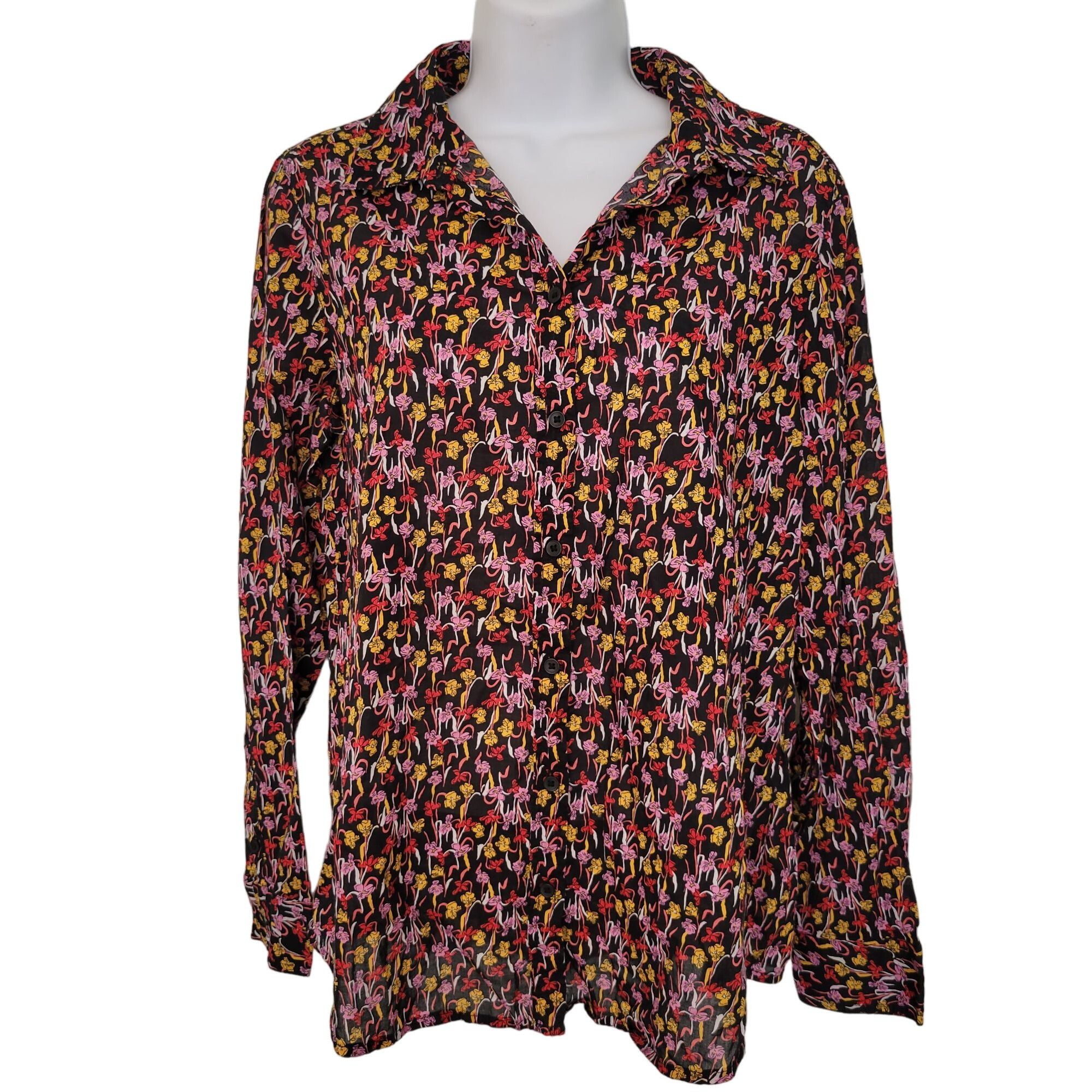 United Colors Of Benetton United Colors Of Benetton Long Sleeve Floral Button Down Shi Size M / US 6-8 / IT 42-44 - 1 Thumbnail