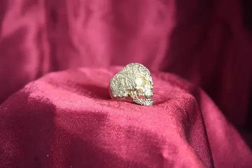 Avant Garde x Jewelry Skull Dark Jewelry Rings Open Ring (Size 7-13) in Silver, Men's
