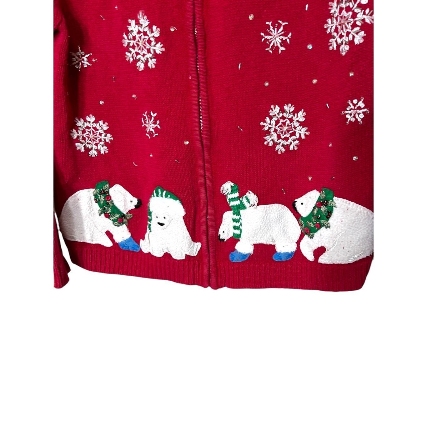 Other Vintage Tiara International Christmas Polar Bear Snowflakes Sweater Cardigan S Size S / US 4 / IT 40 - 3 Thumbnail