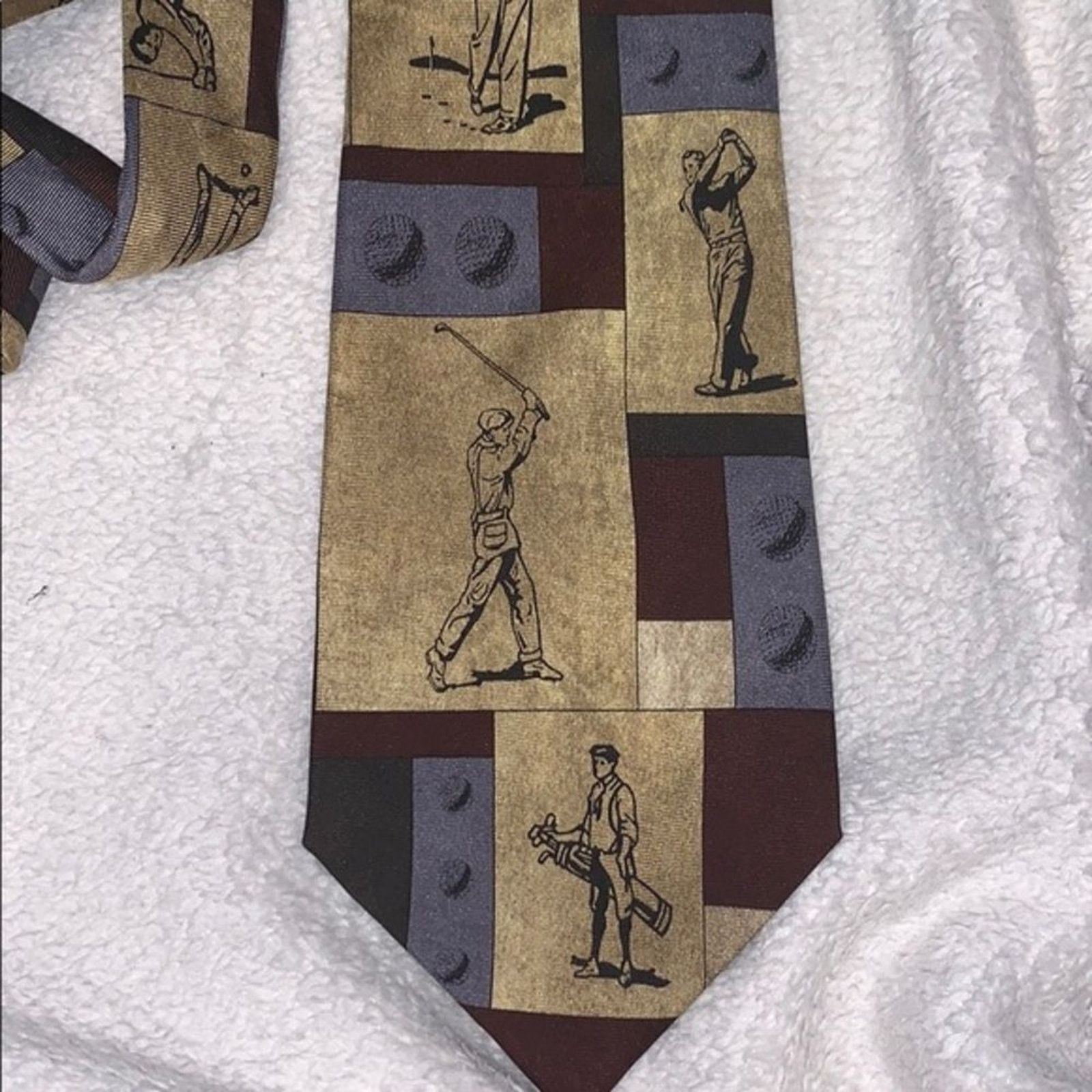 Other Larson Vintage Golfer Necktie in Maroon and Tan | Sz OS Size ONE SIZE - 3 Thumbnail