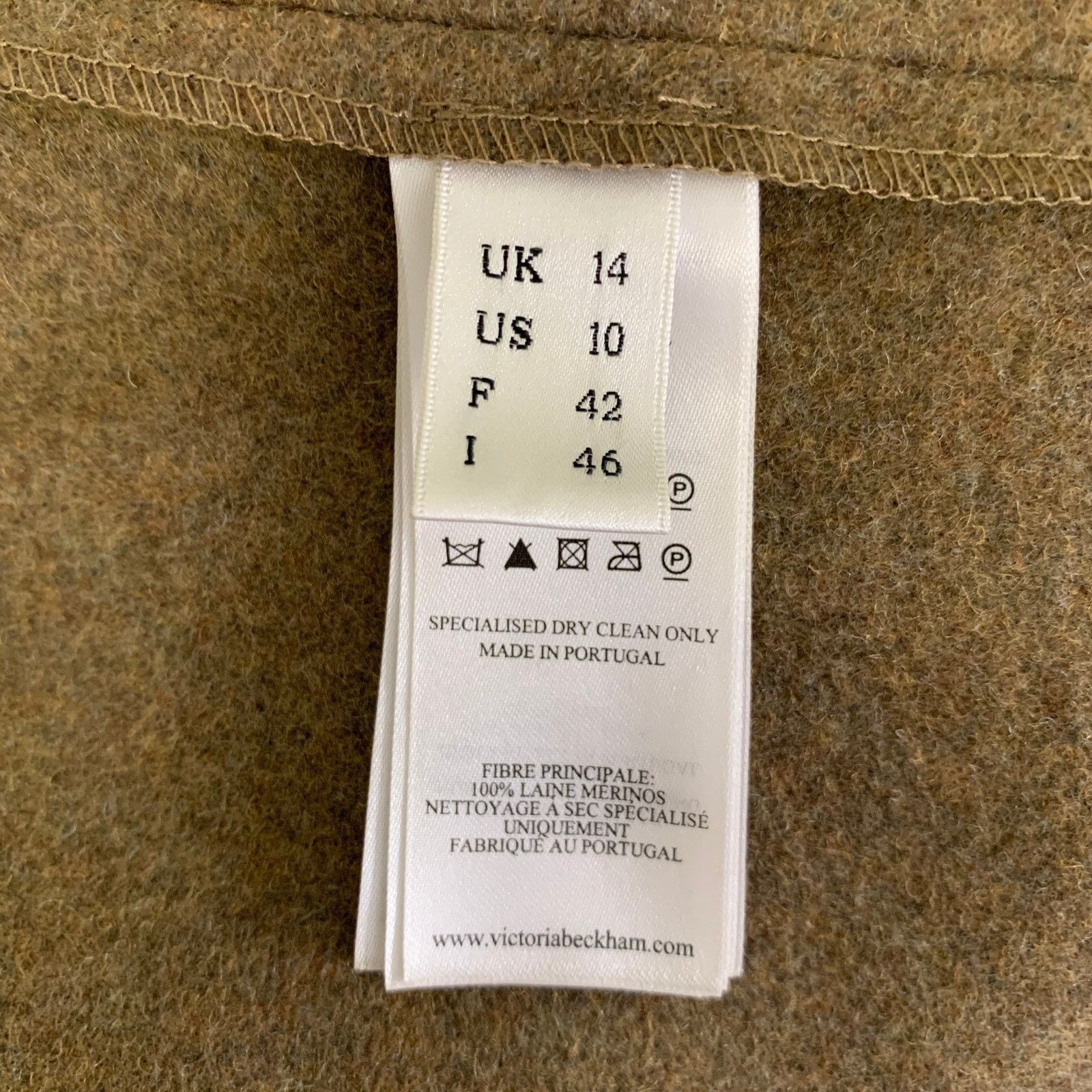 Victoria Beckham VICTORIA BECKHAM Size 10 Olive Merino Wool Mid-Calf Skirt Size 32" / US 10 / IT 46 - 4 Thumbnail