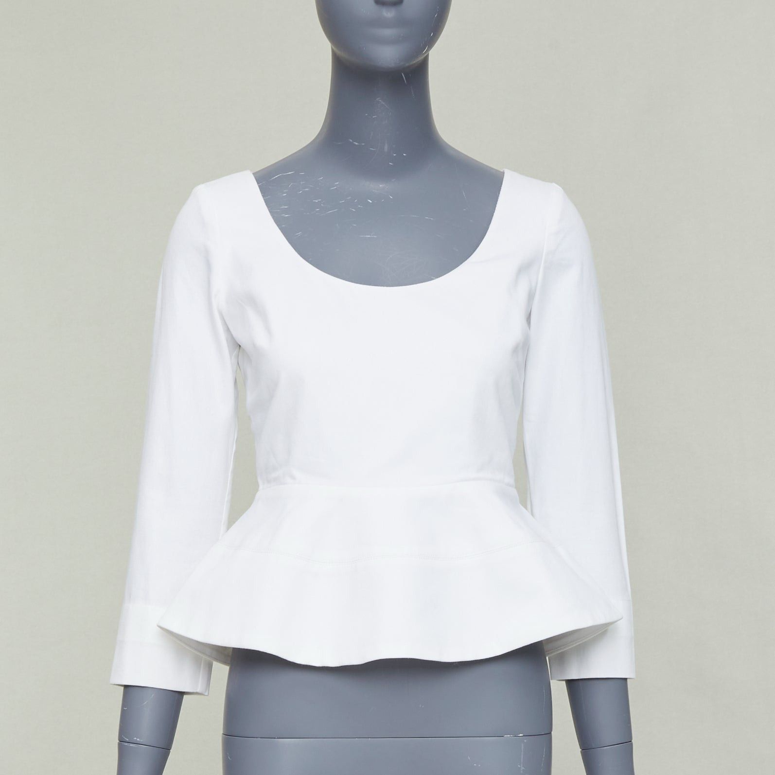 ELLERY ELLERY Manzoni off white cotton twill peplum scoop neck top US6 M Size S / US 4 / IT 40 - 1 Thumbnail