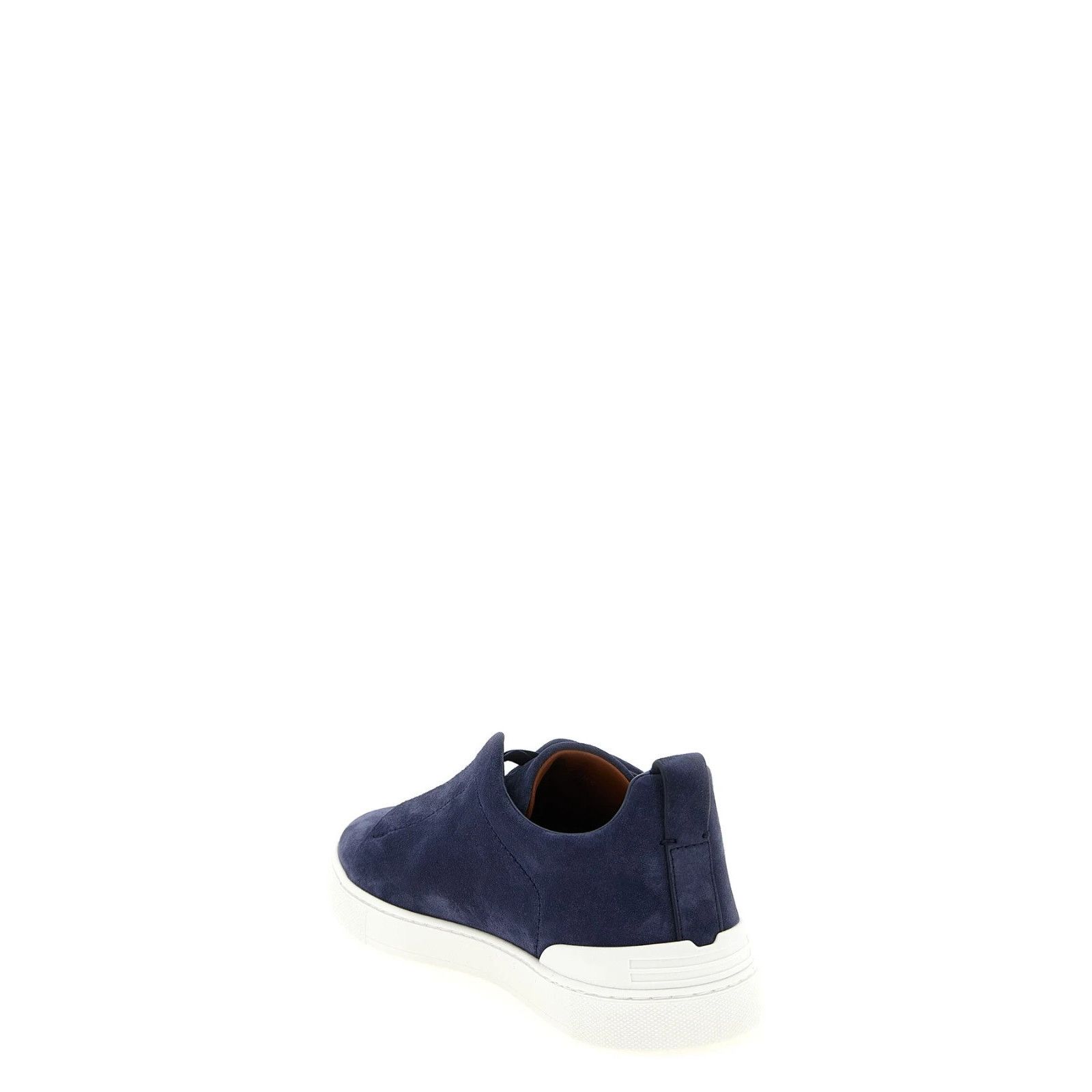 ZEGNA Triple Stitch Blue Suede Low Top Sneakers New (Men's s