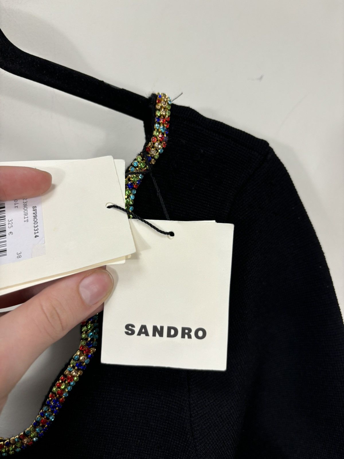 Sandro Sandro NWT Crystal Trims Black Long Sleeve Flared Dress Size M / US 6-8 / IT 42-44 - 12 Thumbnail