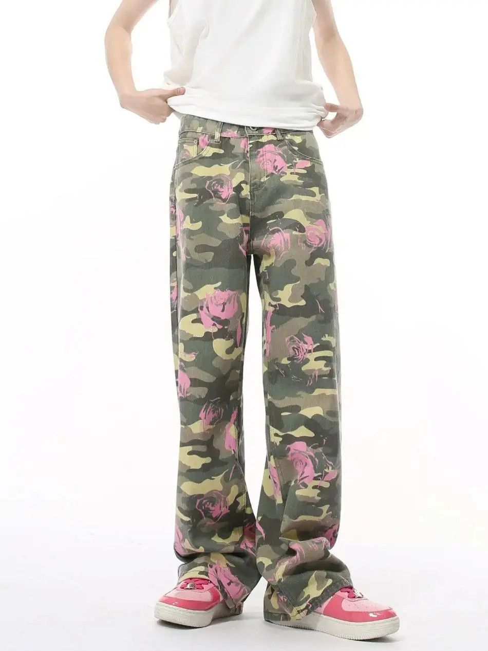 Japanese Brand Loose straight tube camouflage printed jeans Size US 32 / EU 48 - 2 Thumbnail