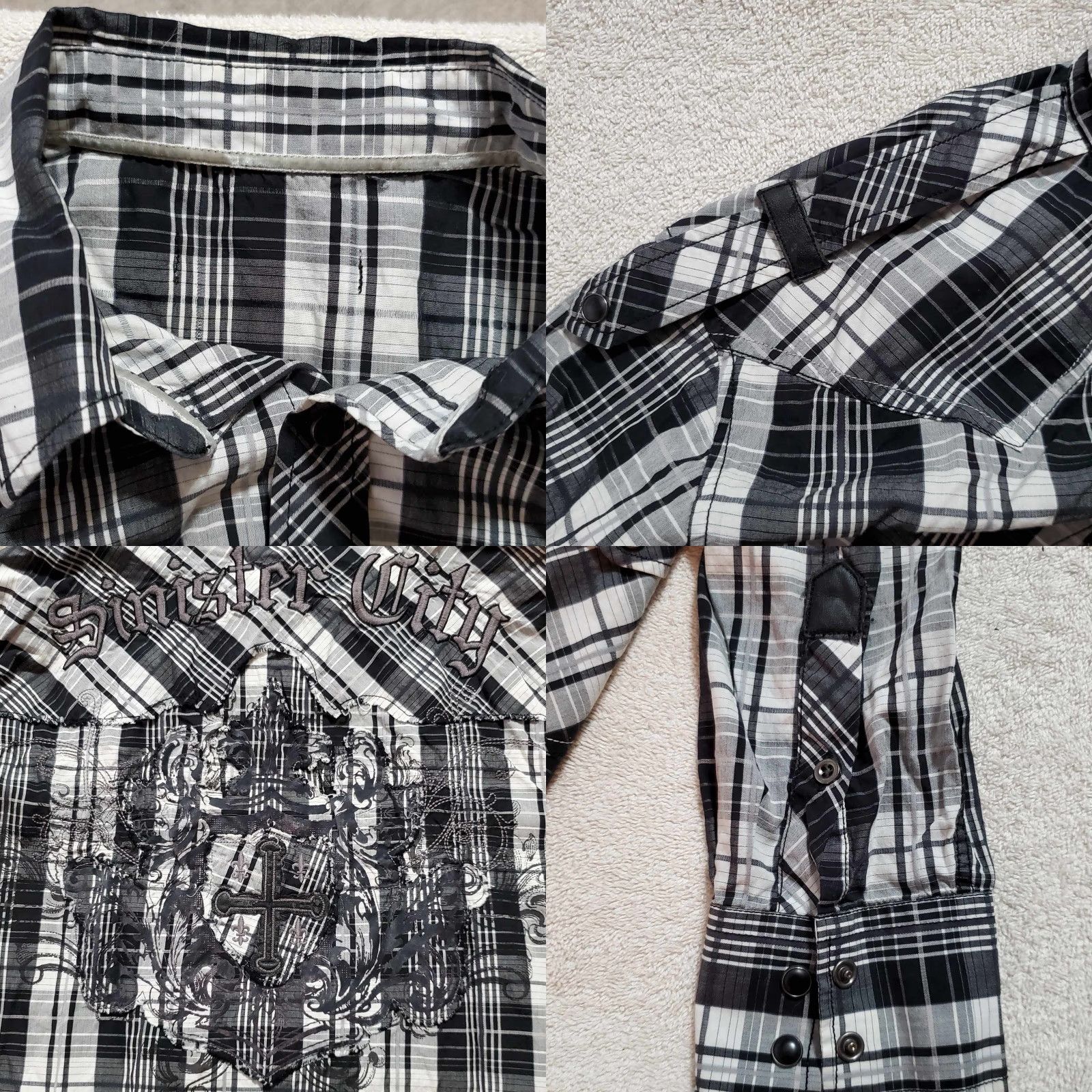 Vintage Sinister City Button Up Y2K Long Sleeve Mens Medium M Size US M / EU 48-50 / 2 - 8 Thumbnail