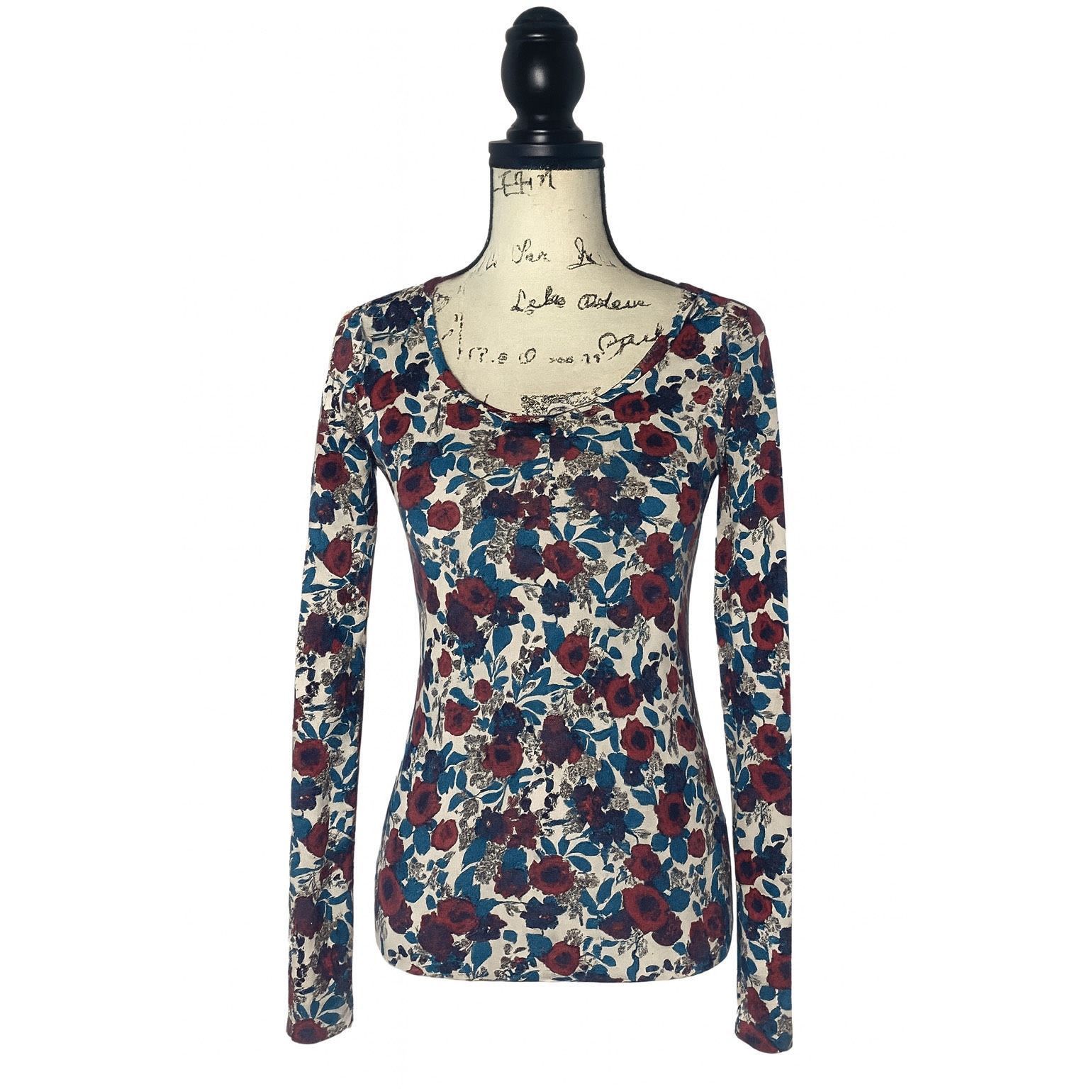 Other Tezenis Women’s Small Floral Long Sleeve Top Red Blue White Size S / US 4 / IT 40 - 1 Thumbnail