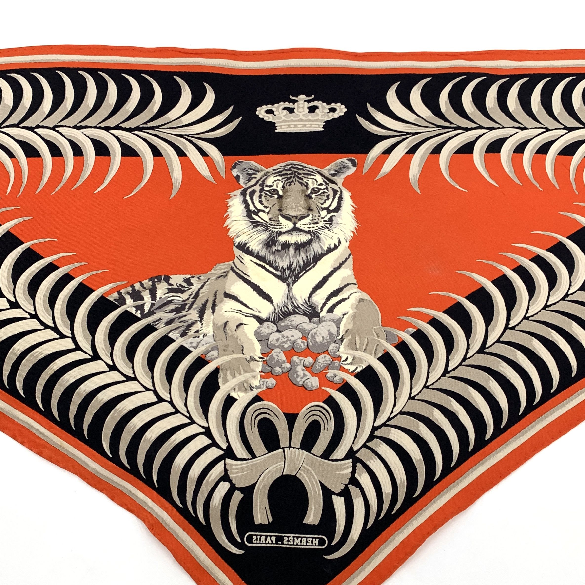 Hermes Hermès Colorblock Tiger & Palm Print Silk Scarf (111×43 cm) Size ONE SIZE - 6 Thumbnail