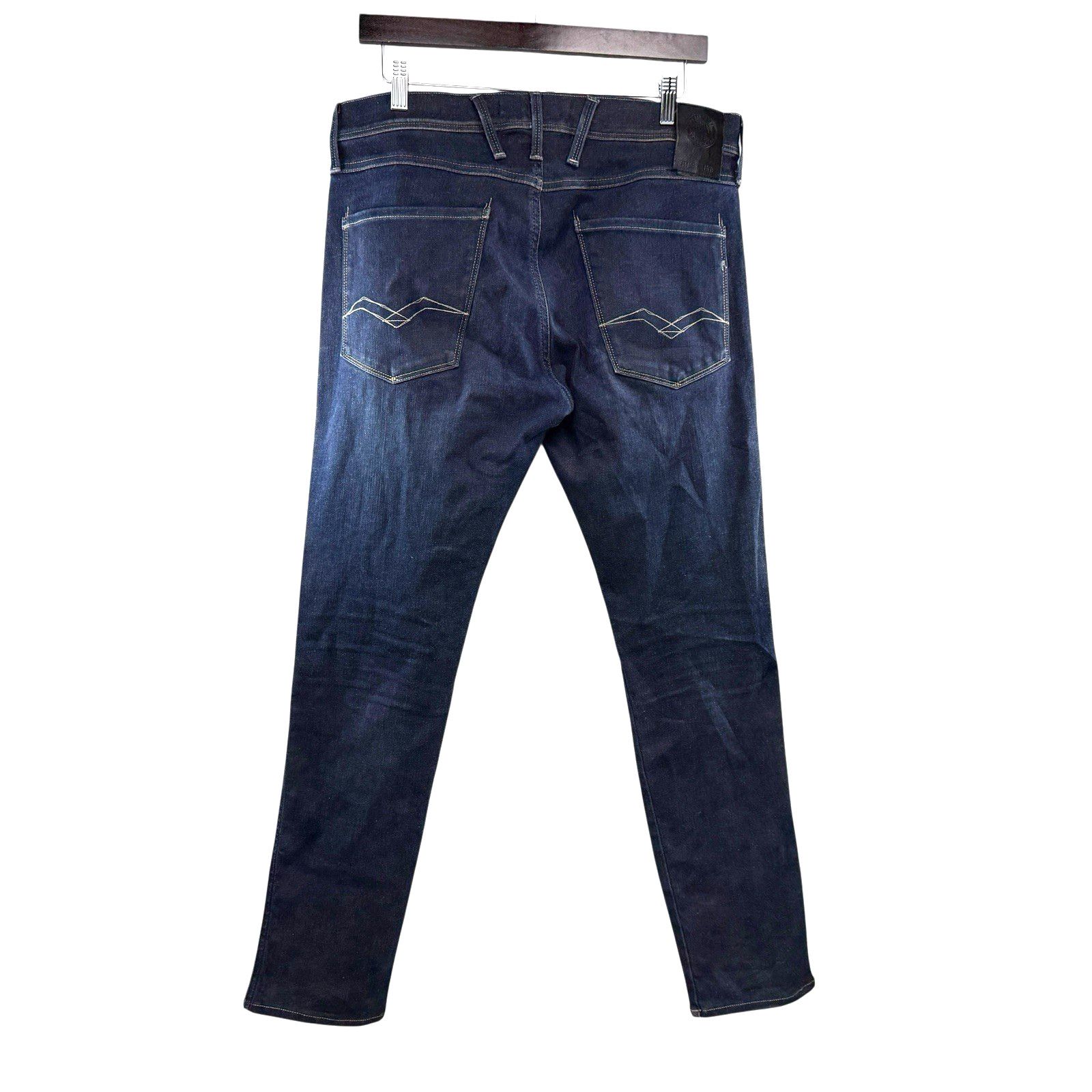 Replay Replay Anbass Hyperflex Re-used Dark Blue Slim Stretch Jeans Size US 33 - 7 Thumbnail