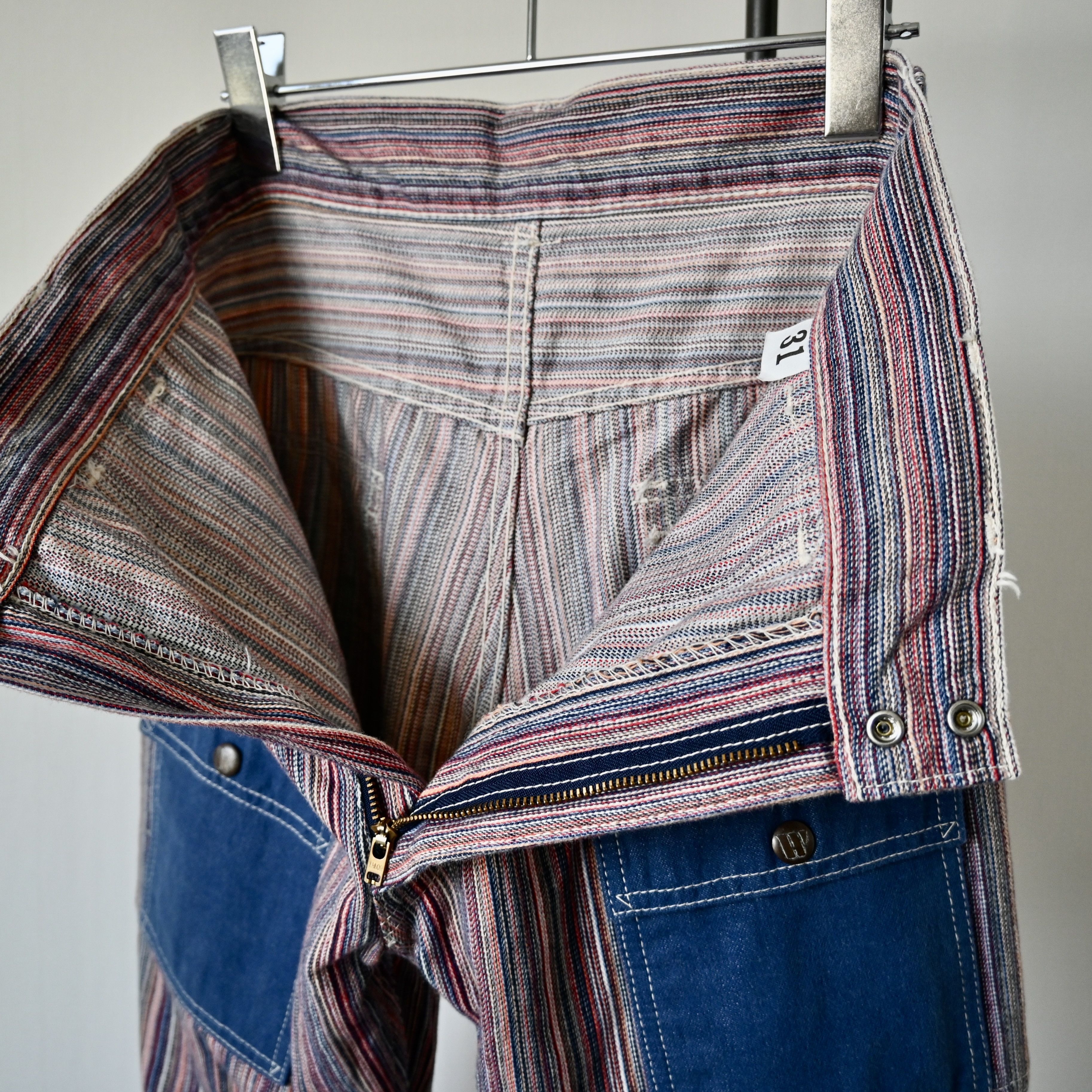 Warehouse & Co. DUBBLE WORKS 1970s Lee inspired striped cotton bush jeans Size US 31 - 6 Thumbnail