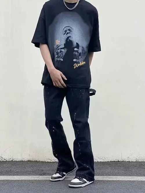 Jean retro work paint damaged vintage flares cargo pants Size US 32 / EU 48 - 1 Thumbnail