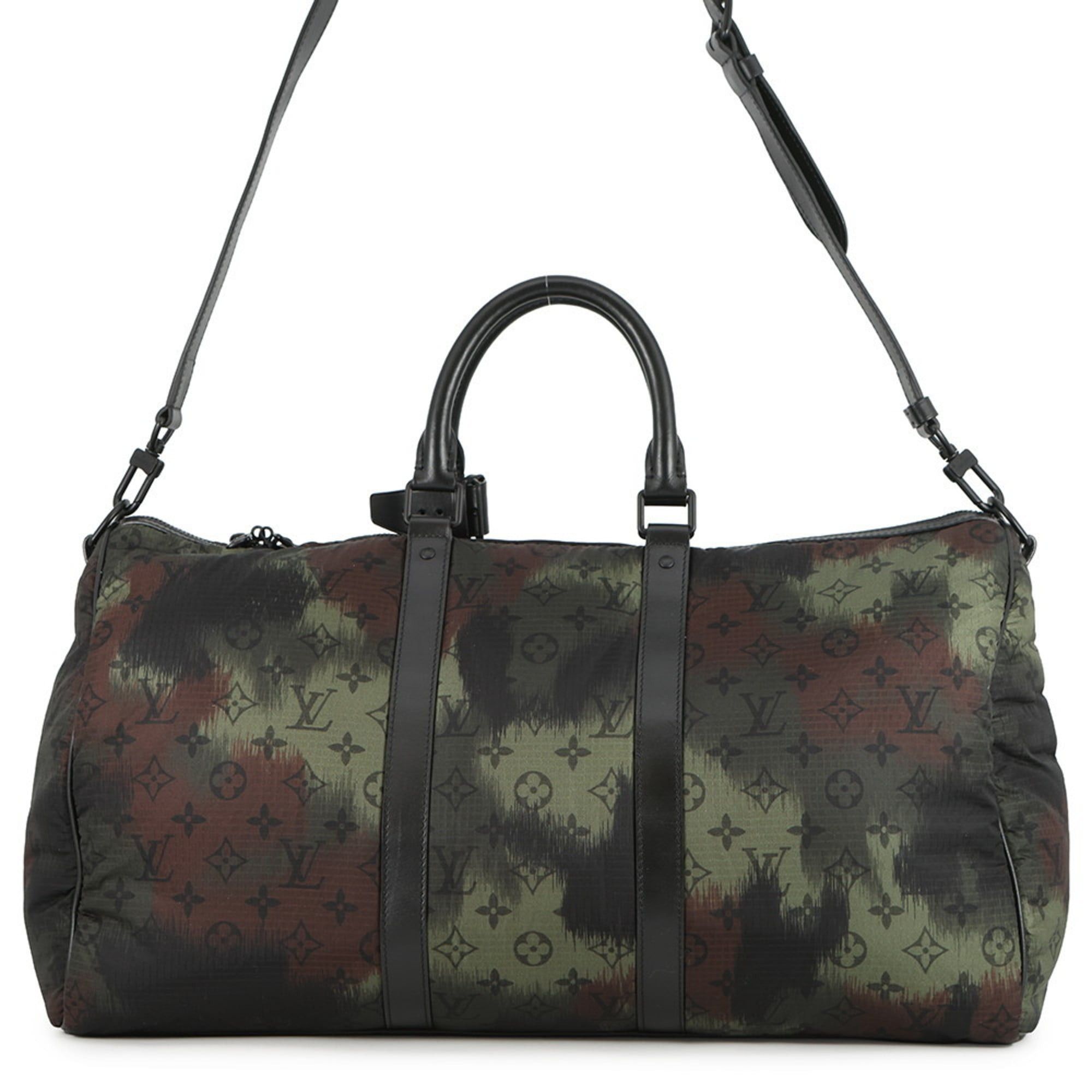 Louis Vuitton Monogram Camouflage Keepall Bandouliere 50 Boston Bag M41416 Black