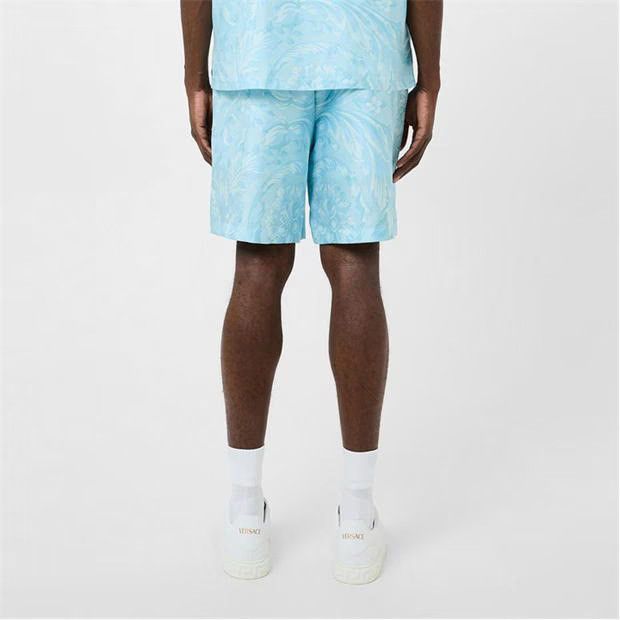 Versace o1g2r1mq0824 Barocco Silk Shorts in Pale Blue Size US 30 / EU 46 - 5 Thumbnail