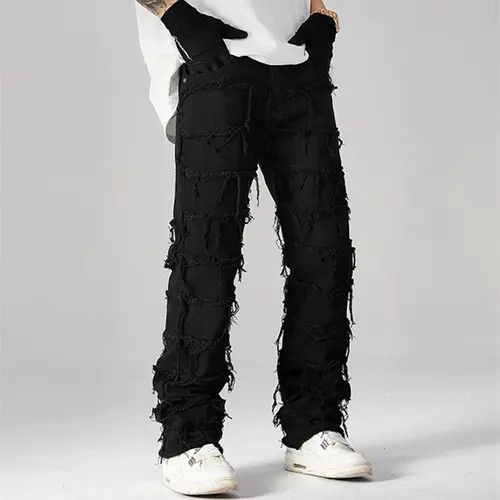 Japanese Brand Black Color Punk Stacked Grunge Jeans Pants Size US 31 - 1 Thumbnail