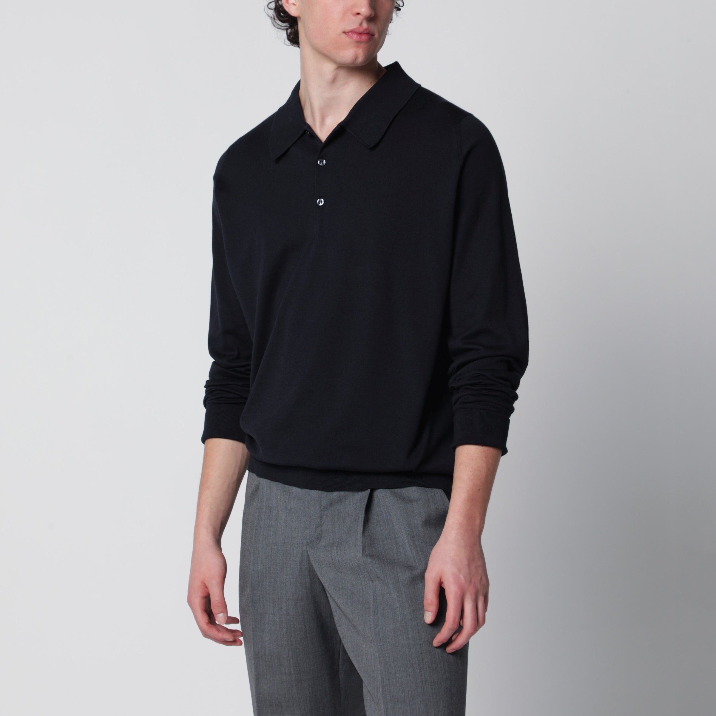 John Smedley John Smedley Navy Blue Finchley Polo In Cotton Size US XL / EU 56 / 4 - 1 Thumbnail