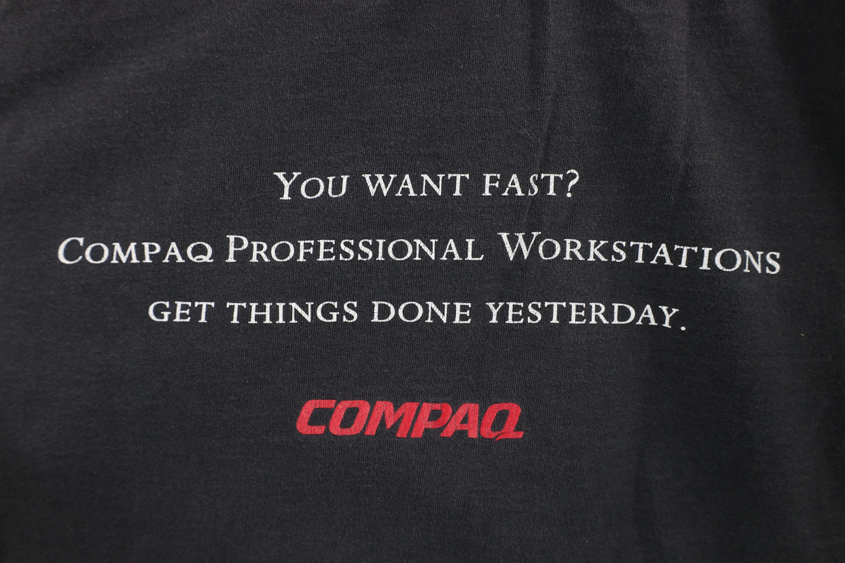 Vintage Vintage 90s Y2K Spell Compaq Computers Fast T-Shirt Black Size US XL / EU 56 / 4 - 7 Thumbnail