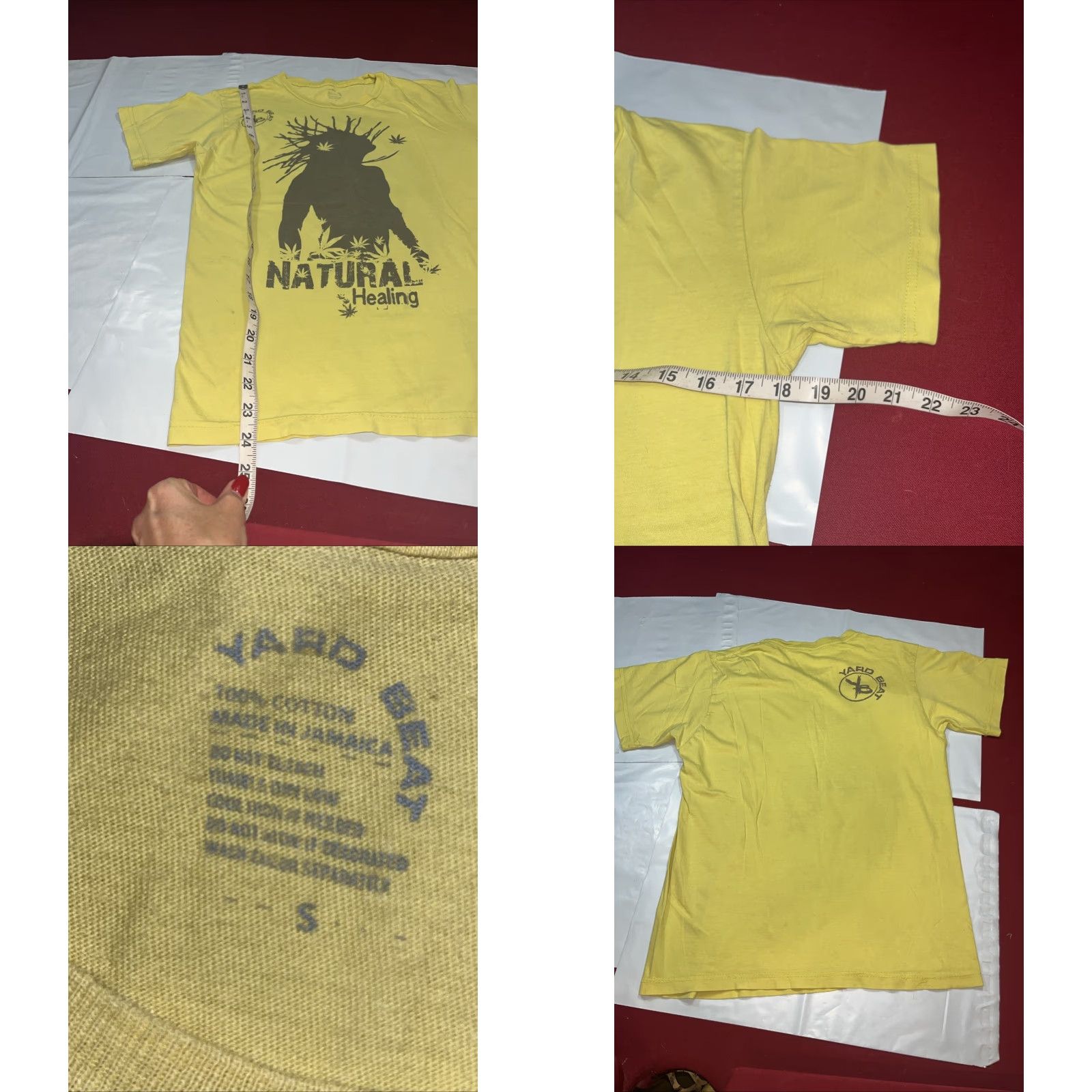 Vintage VINTAGE Yard Beat T-Shirt Jamaica Rasta Reggae Natural Healing Yellow Cotton Short Sleeve Unisex SMALL Men Women Clothing Size US S / EU 44-46 / 1 - 8 Thumbnail