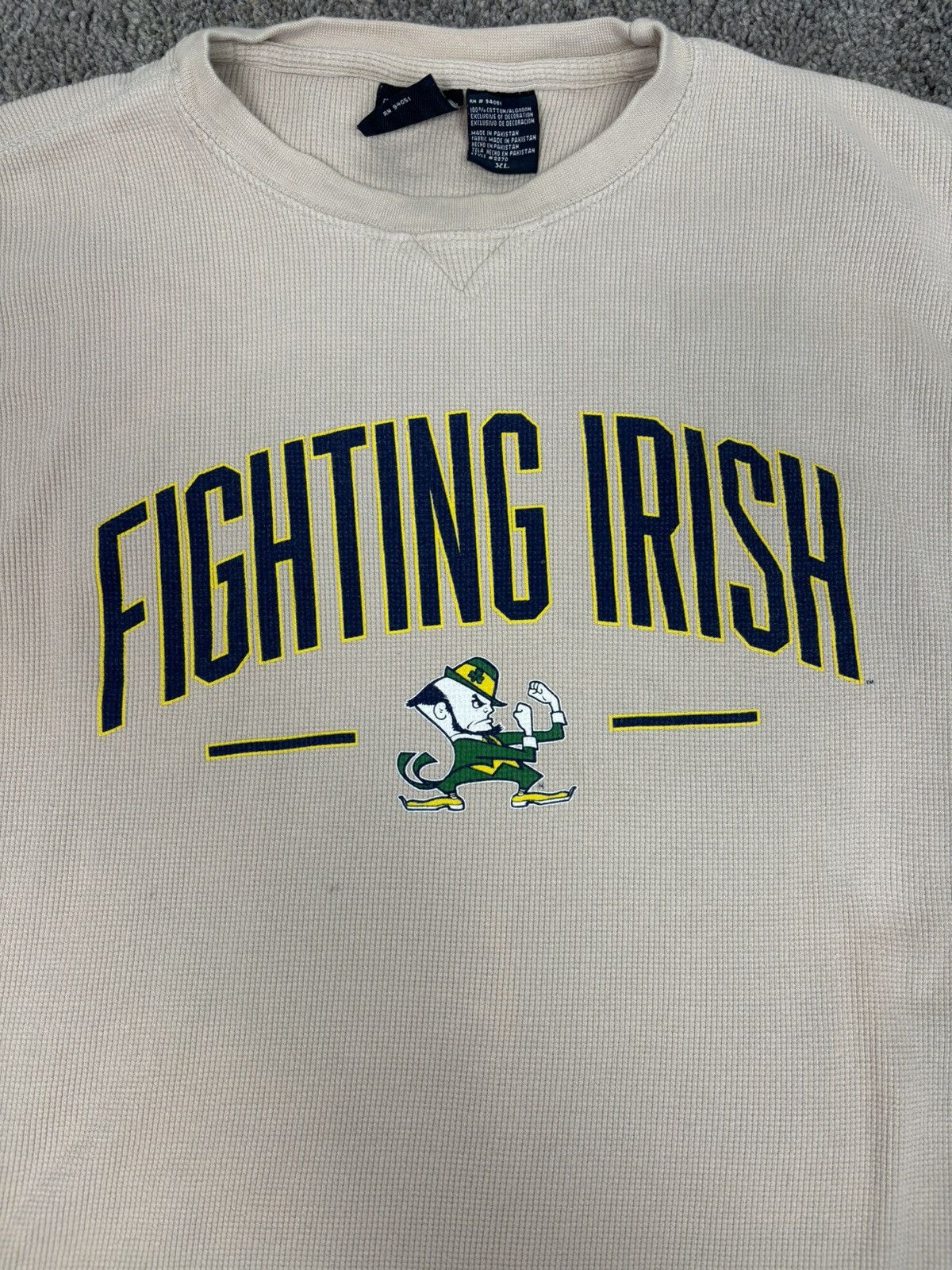 Vintage Vintage tan notre dame fighting irish waffle knit pullover Size US XL / EU 56 / 4 - 2 Thumbnail