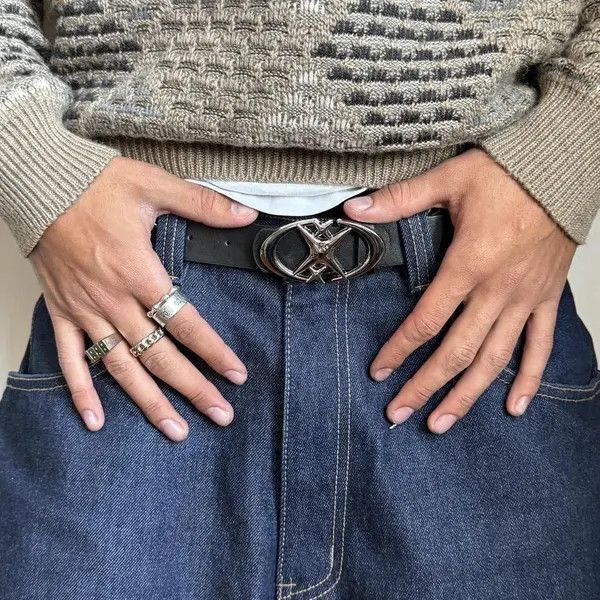 Handmade y2k 2000s star futuristic star emblem grunge emo belt Size ONE SIZE - 2 Thumbnail