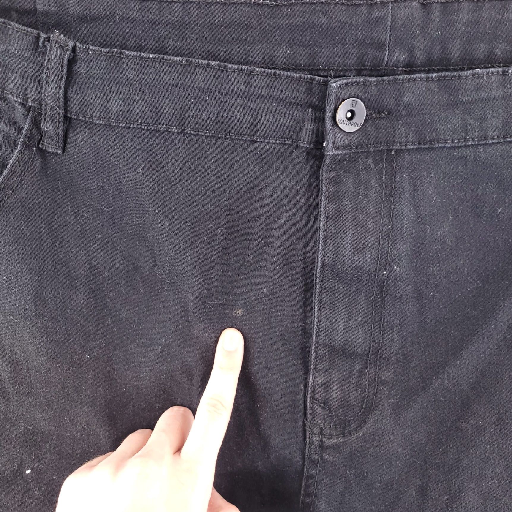 Southpole Southpole Denim Shorts Mens 50 Stretch Black Moto Distressed - Big & Tall Waist 50 Denim Biker Fashion Mens Size US 34 / EU 50 - 6 Thumbnail