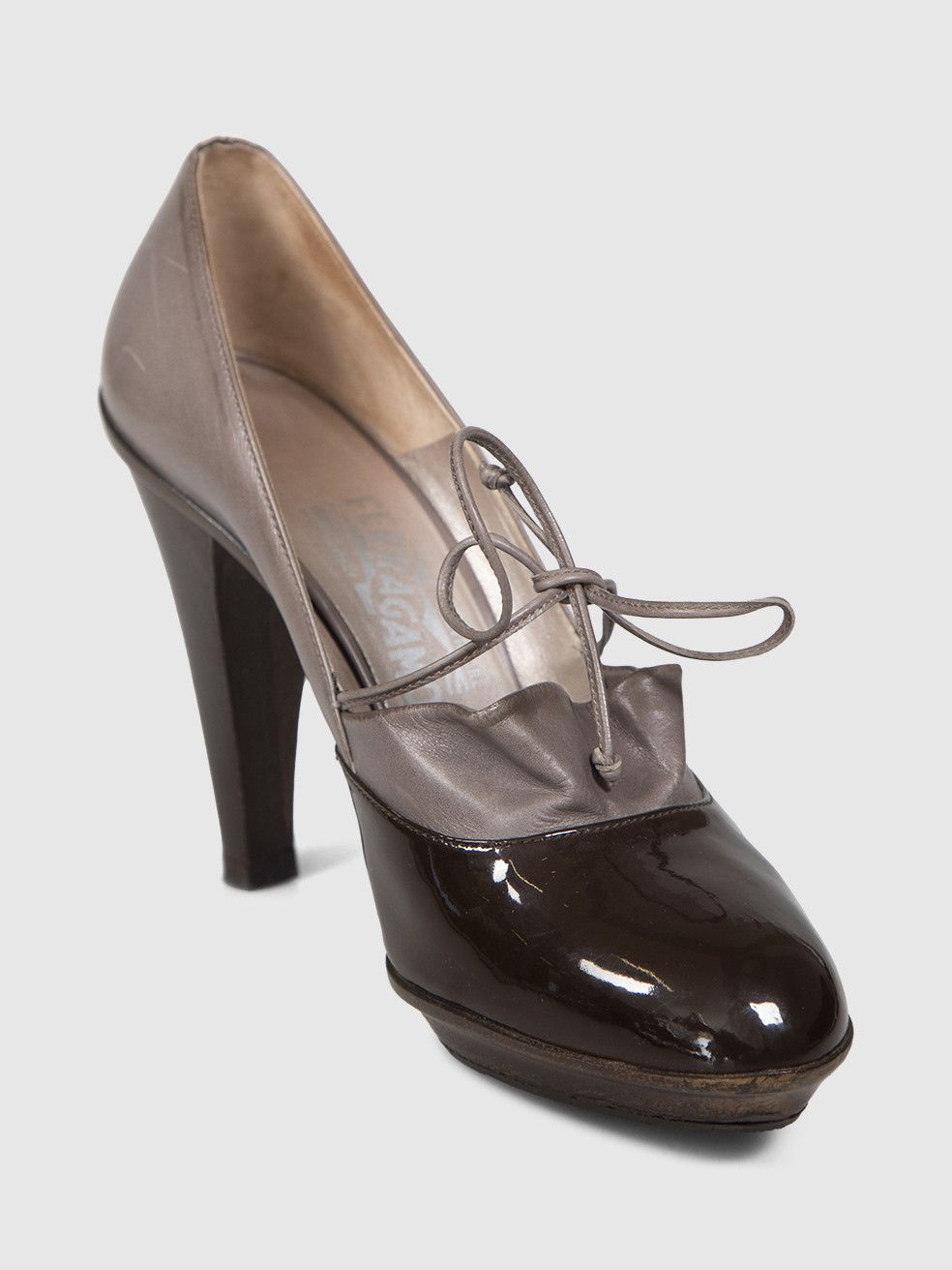 Salvatore Ferragamo Brown Leather Bow Detail Pumps Size US 7 / IT 37 - 1 Thumbnail
