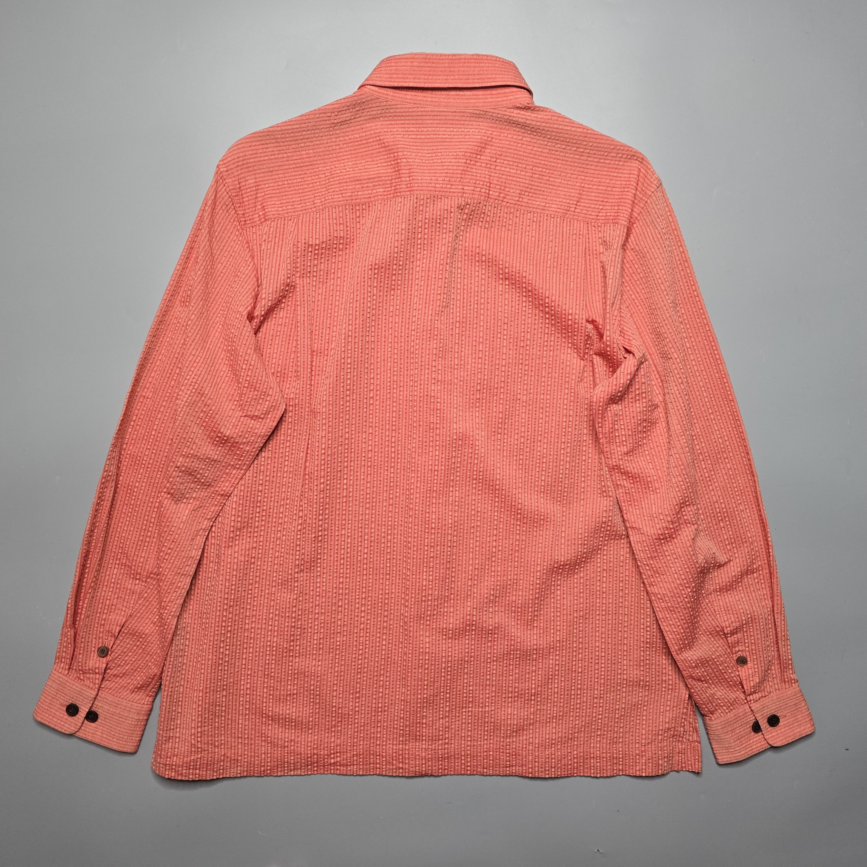 Issey Miyake Issey Miyake - Spread Collar Seersucker Shirt Size US M / EU 48-50 / 2 - 2 Thumbnail