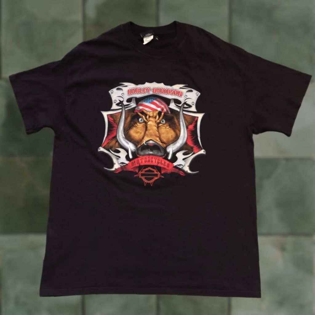 Harley Davidson VINTAGE Harley-Davidson Hog Image T Shirt MENS XL BLACK 2005 Perrysburg Ohio Graphic Tee USA Size US XL / EU 56 / 4 - 1 Thumbnail