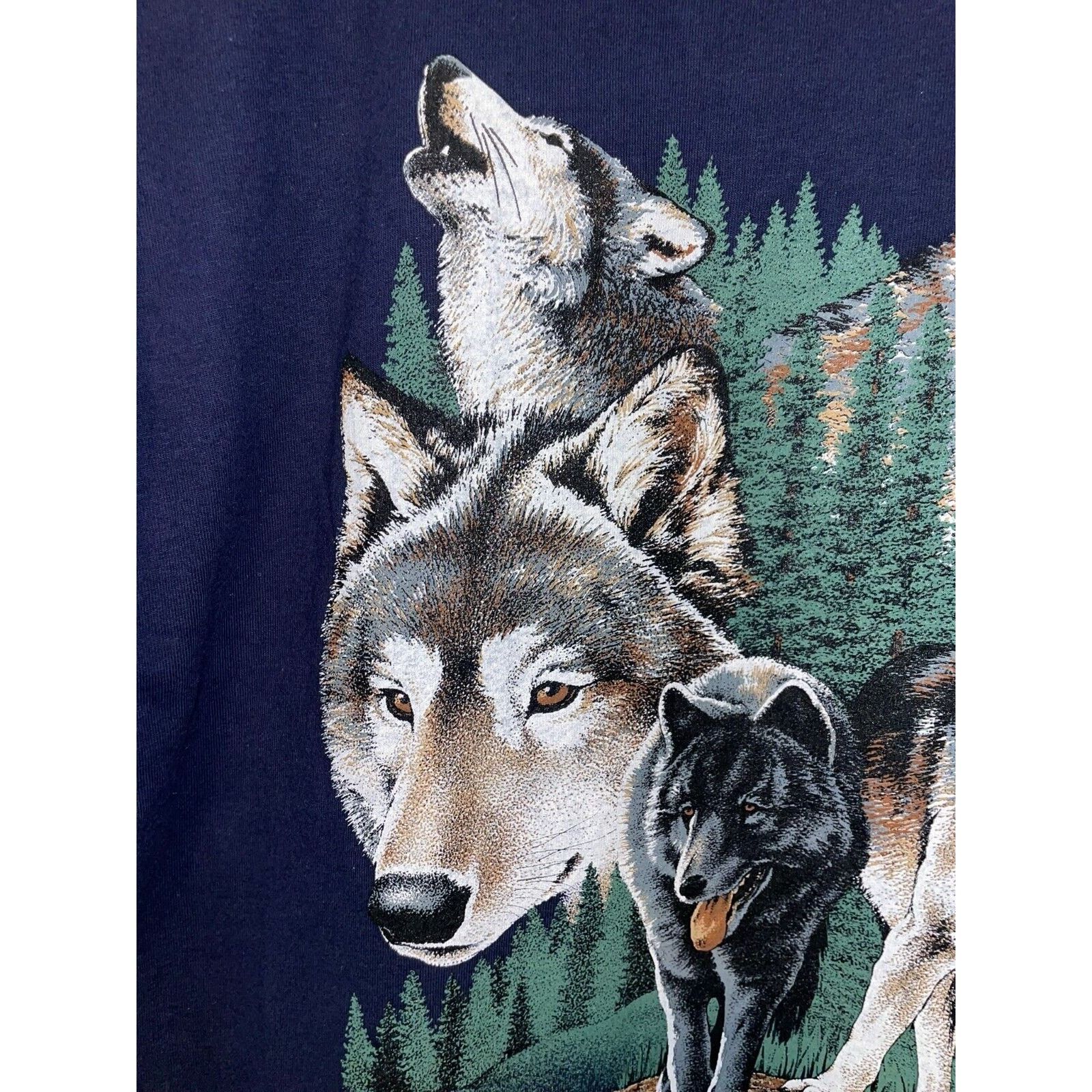 Jerzees Vintage Rocky Mountain Wolf Shirt Wolfs Blue Tee VTG 90s L Size US L / EU 52-54 / 3 - 3 Thumbnail