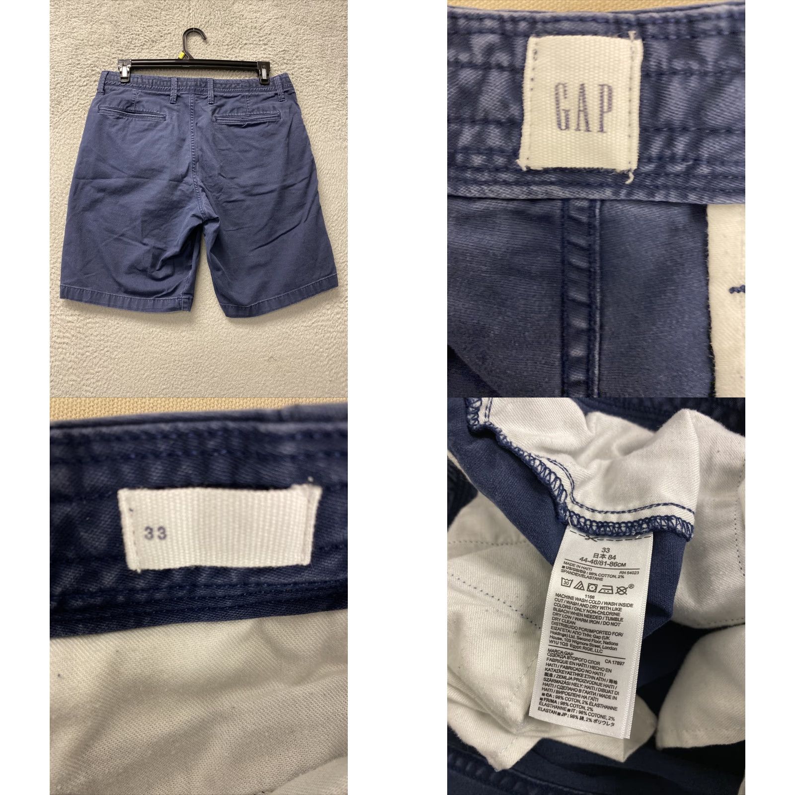 Gap Gap Mens Shorts 33 Navy Bermuda Chino Mid Rise Cotton Casual Outdoor Pockets Size US 33 - 8 Thumbnail