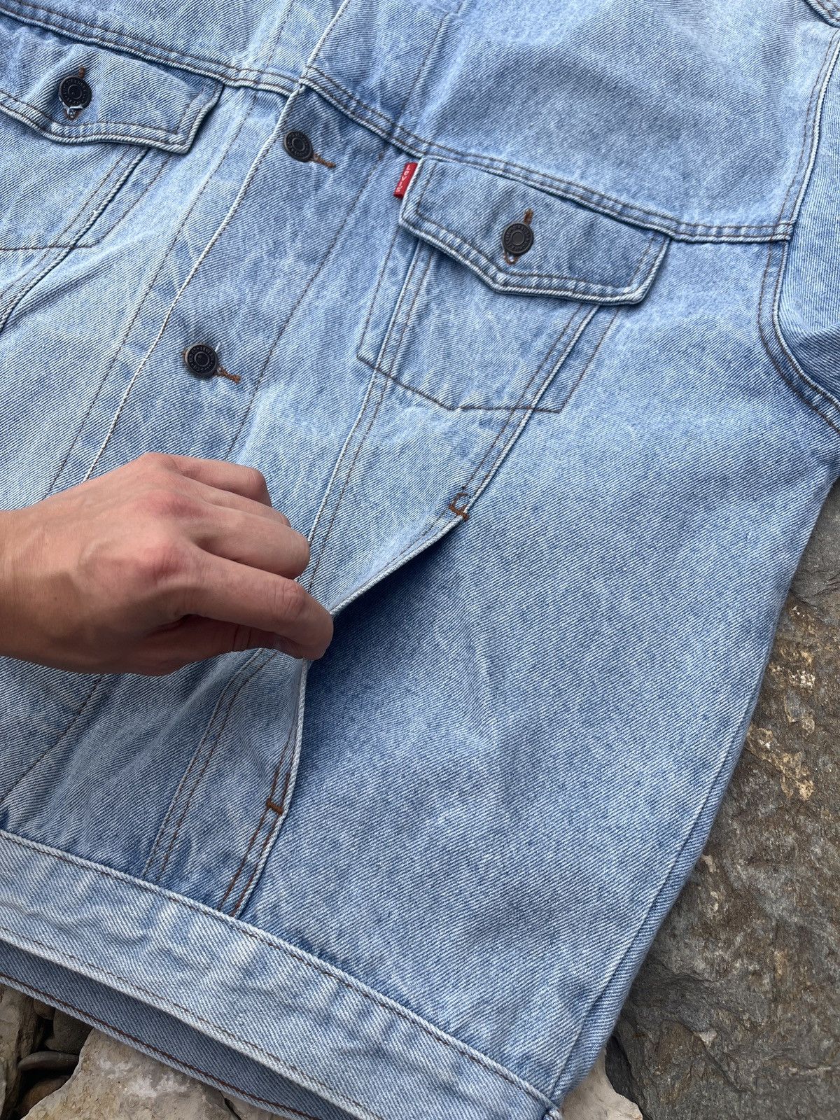 Levi's × Levi's Vintage Clothing × Vintage Vintage 80s Levi’s denim distressed trucker jacket washed Size US XL / EU 56 / 4 - 20 Thumbnail