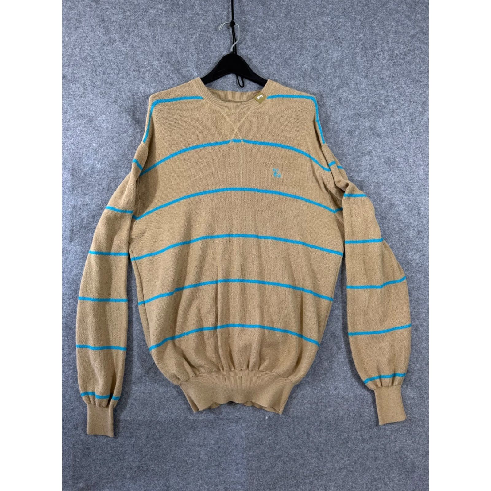 Roots Lifted Research Group LRG Sweater Mens XL Beige Striped Roots And Equipment Long Sleeve Crew Neck Knit Logo Pullover Size US XL / EU 56 / 4 - 3 Thumbnail