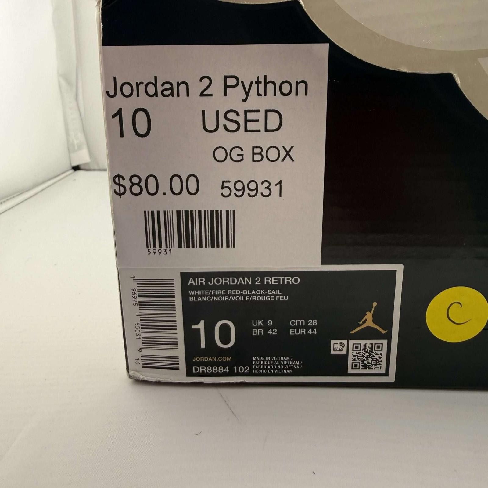 Nike Air Jordan 2 Python US 10 Used OG Box DR8884-102 Size US 10 / EU 43 - 8 Thumbnail