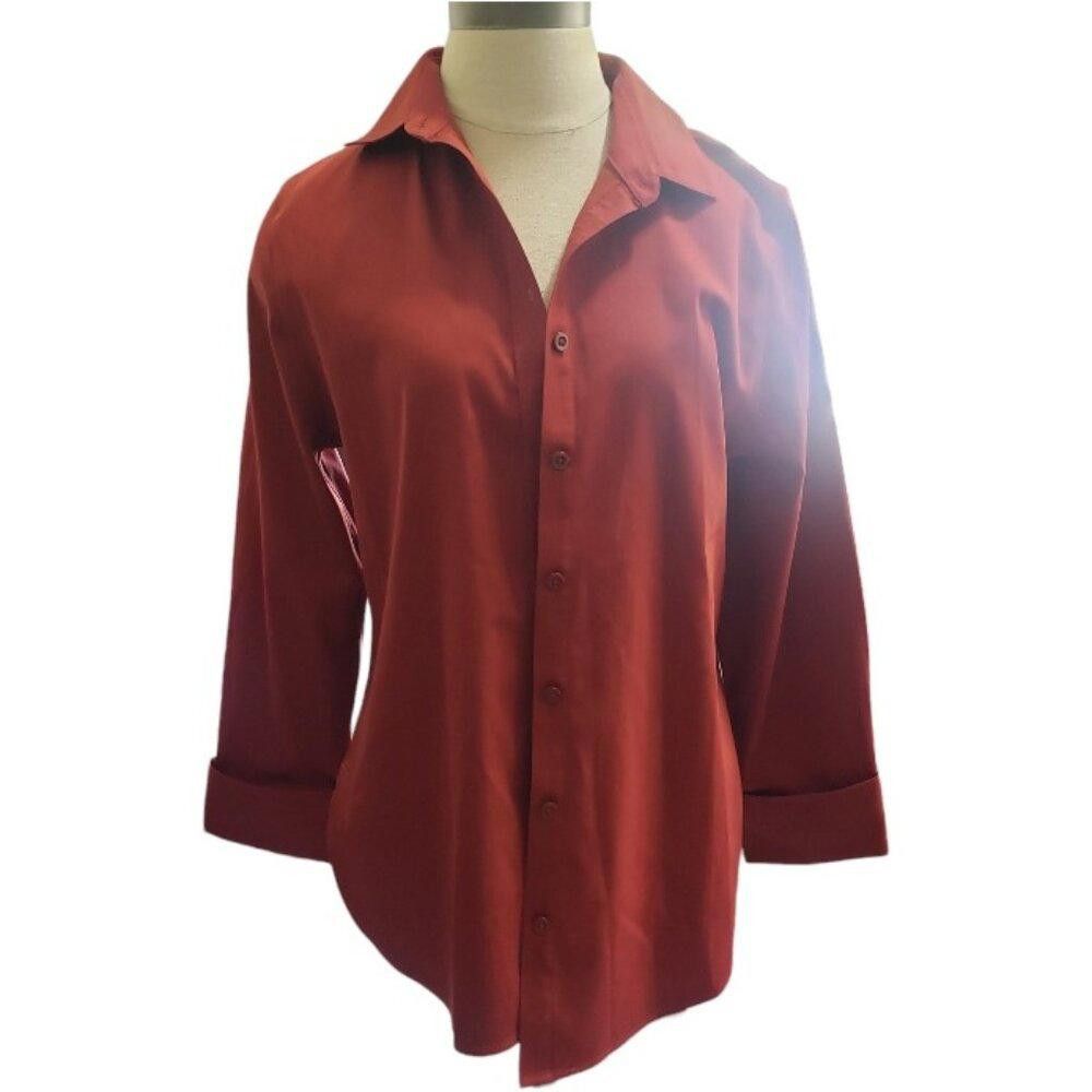 Chicos CT222 Chico's Brick Red Shirt Long Sleeve Size 6 Size M / US 6-8 / IT 42-44 - 1 Thumbnail