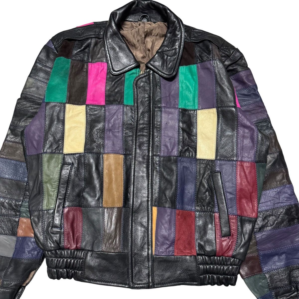 Leather Vintage Genuine Leather Patchwork Jacket Multi Colour Size US XS / EU 42 / 0 - 3 Thumbnail