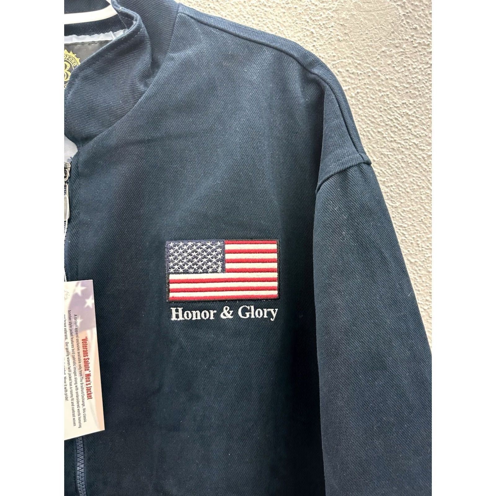 Vintage The Bradford Exchange Bomber Jacket Size Large Honer & Glory Proud Veteran Blue Size US L / EU 52-54 / 3 - 3 Thumbnail