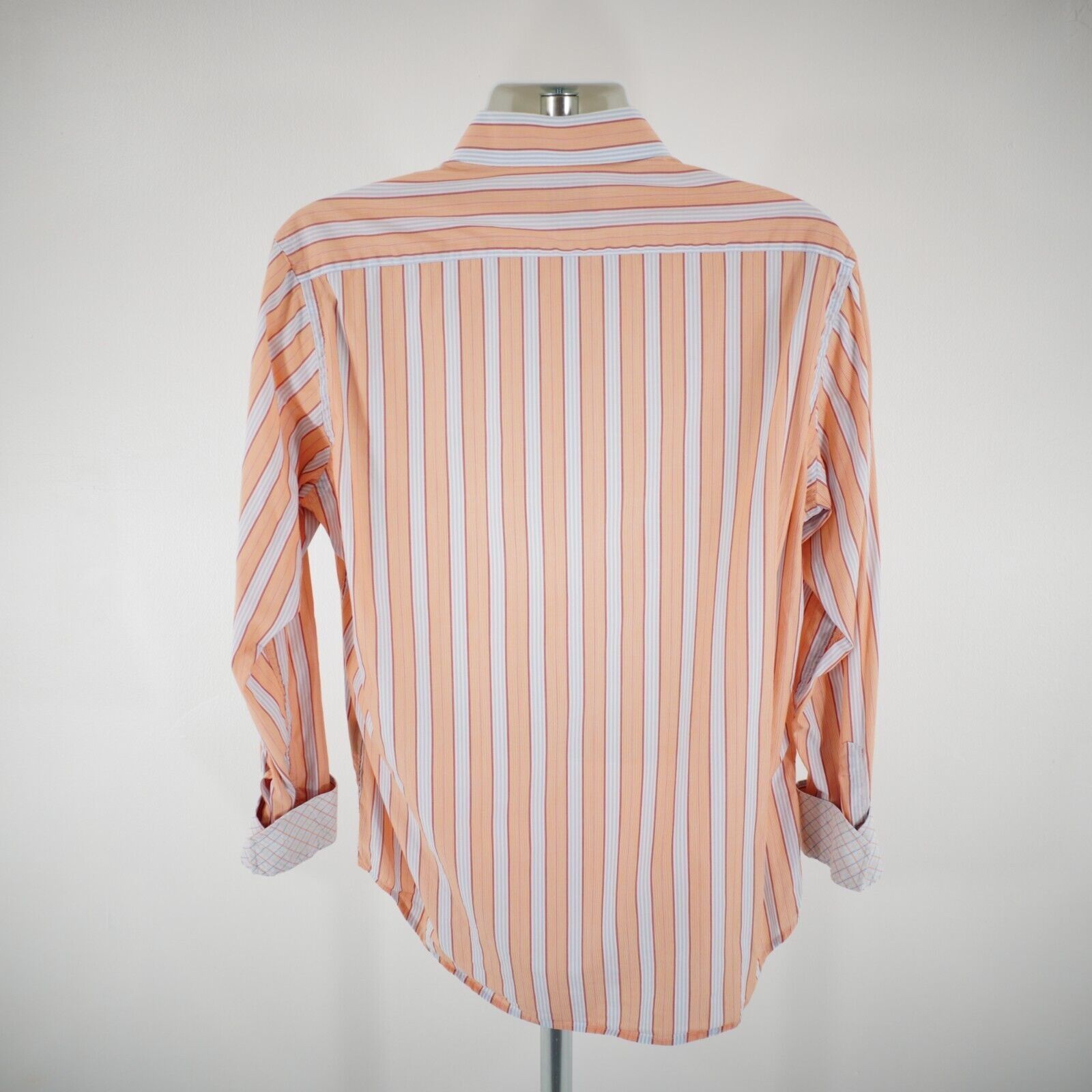 Tailorbyrd Tailorbyrd Orange Blue Striped Flip Cuff Pocket Large Collar Size US L / EU 52-54 / 3 - 7 Thumbnail