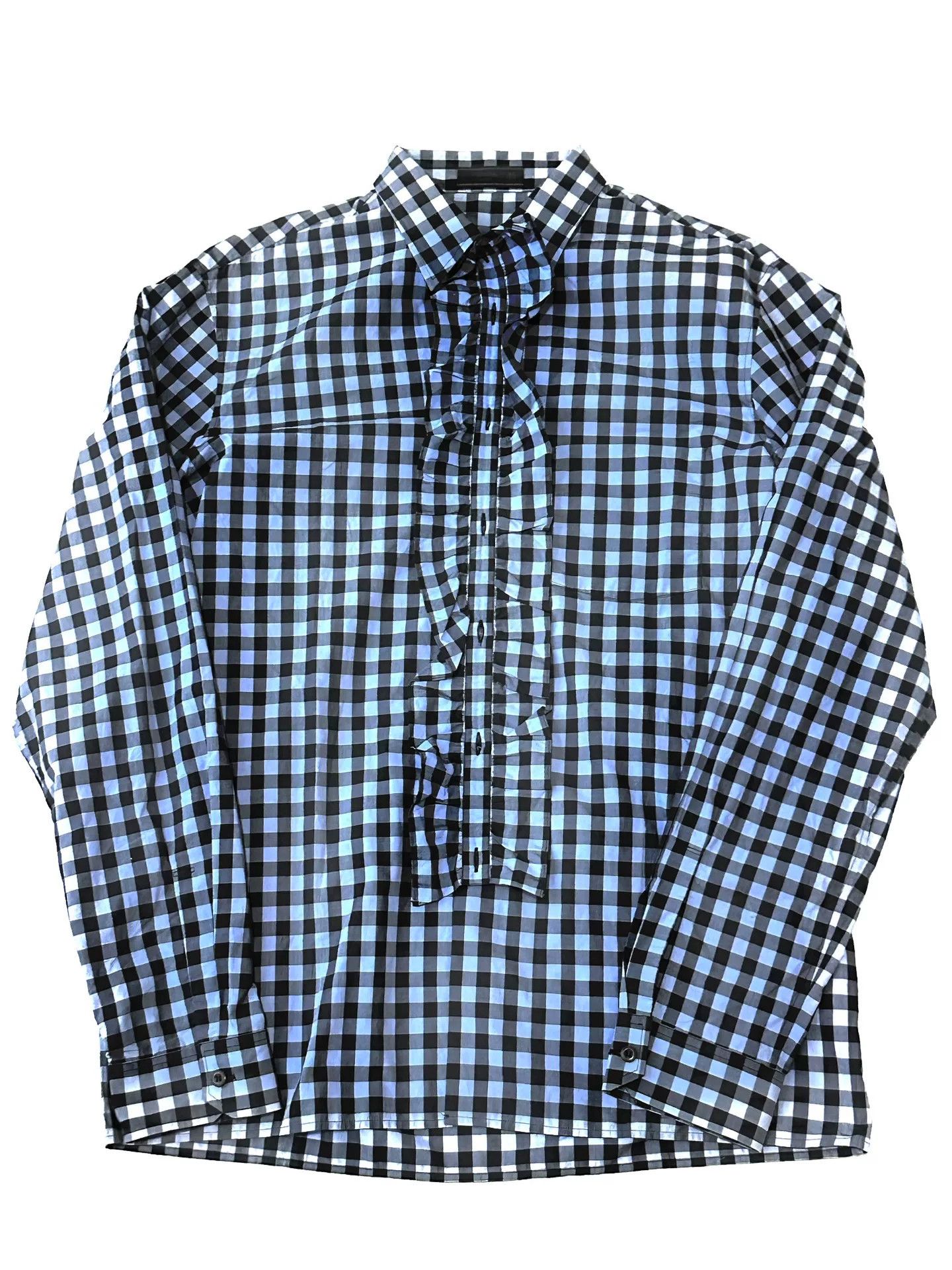 Prada Prada Ruffled Checkered Shirt Size M / US 6-8 / IT 42-44 - 1 Thumbnail