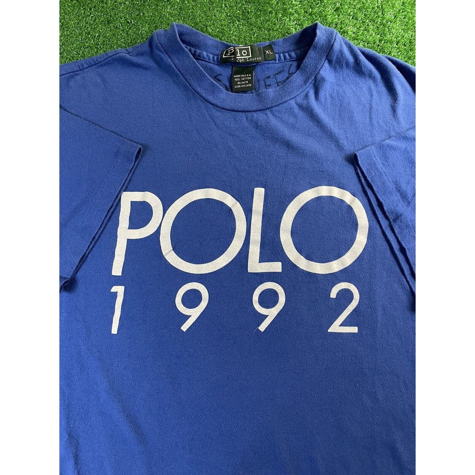 image of Vintage Polo Ralph Laurent 1992 Stadium Large XL Shirt Usa in Blue, Men's
