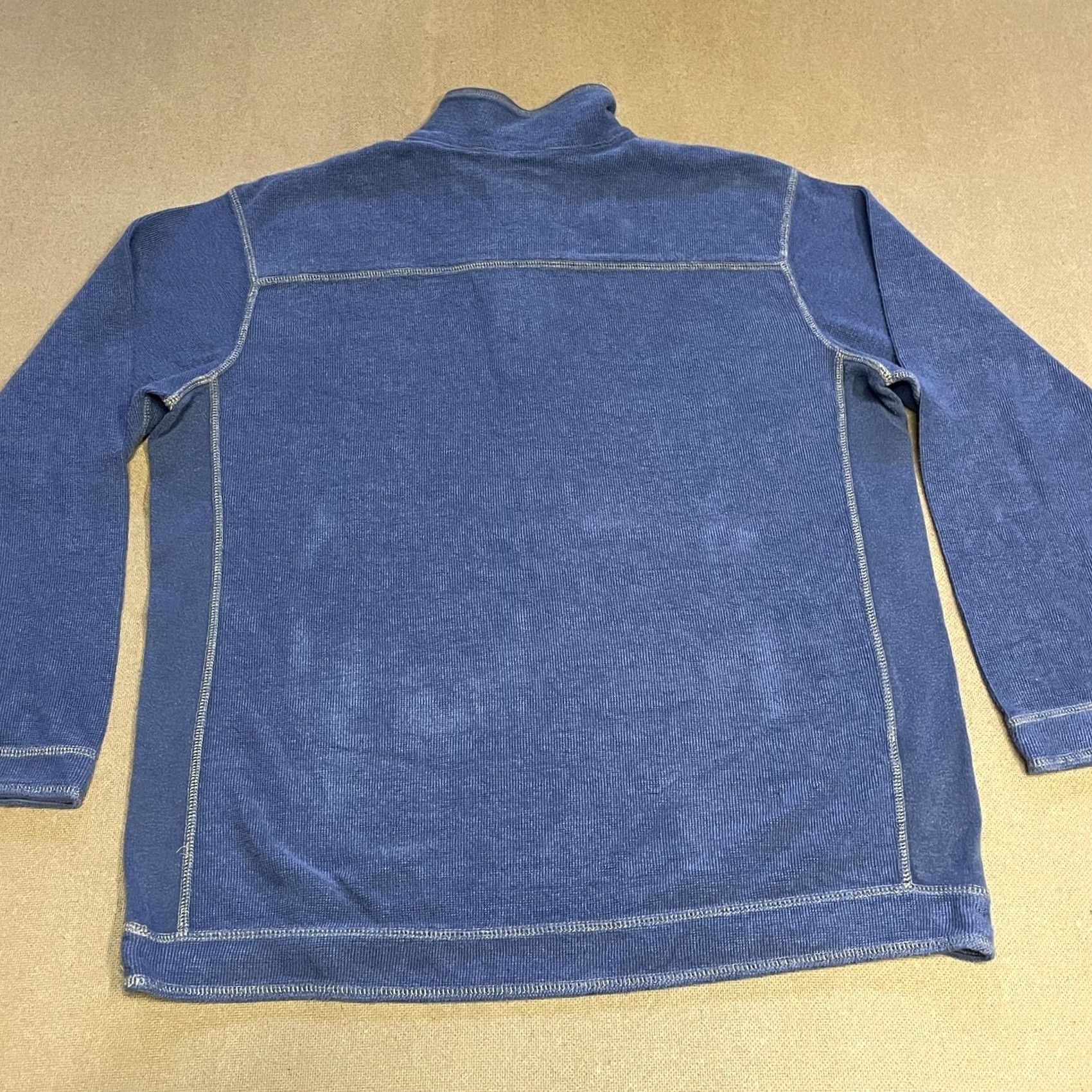 Tommy Bahama Tommy Bahama Mens Large Blue Half Zip Pullover Sweater Waffle Knit Casual Jeans Size US L / EU 52-54 / 3 - 3 Thumbnail