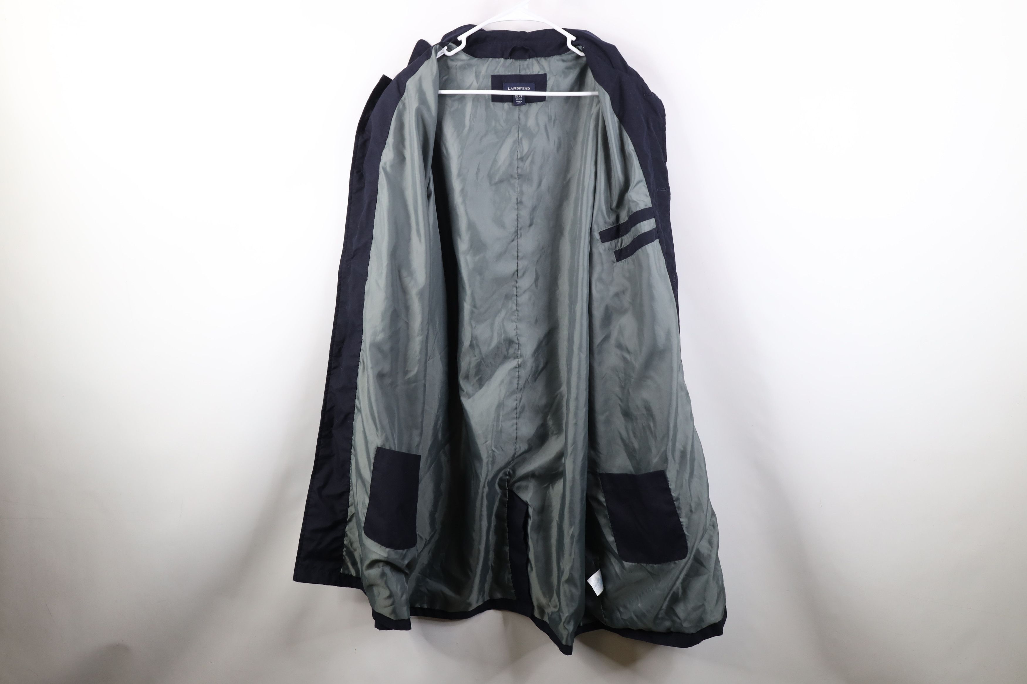 Lands' End Vintage 90s Y2K Lands End Trench Coat Rain Jacket Navy Blue Size US XL / EU 56 / 4 - 9 Thumbnail