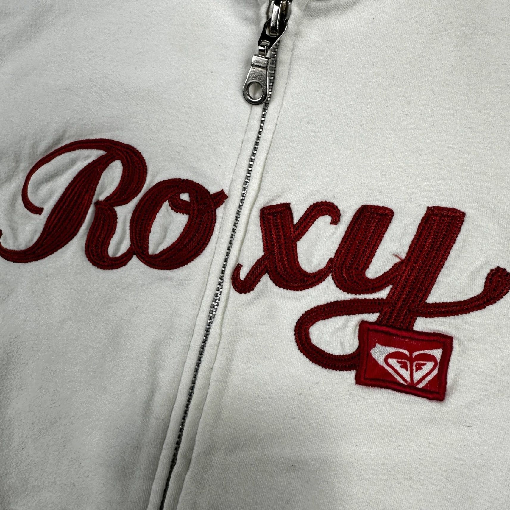Vintage Roxy Jacket Womens Large White Full Zip Mock Neck Embroidered Logo Patch Script Size L / US 10 / IT 46 - 2 Thumbnail