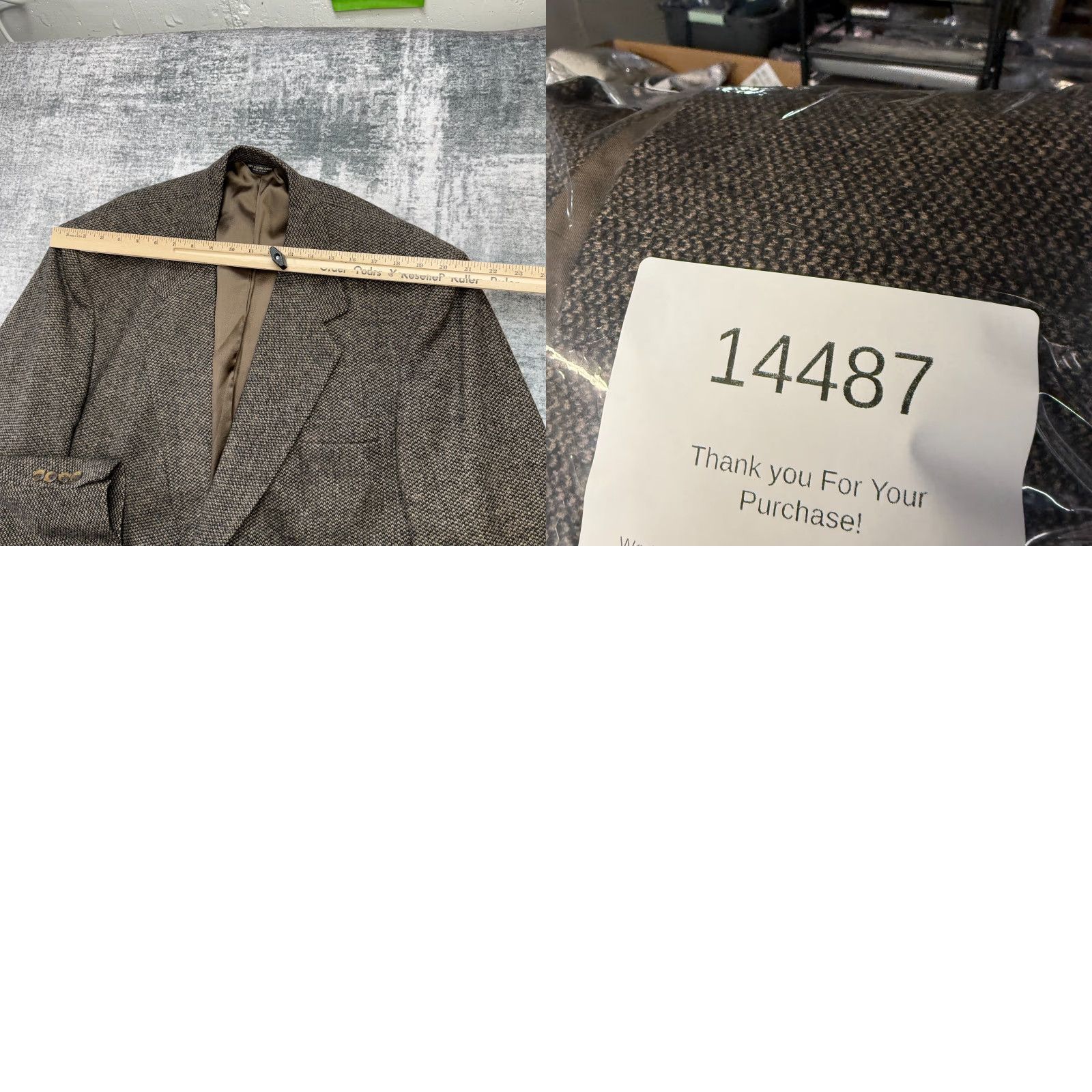 Bill Blass VINTAGE Bill Blass Blazer Jacket Mens 46 Brown Tweed Wool Single-Breasted Notch Lapel Geometric 2-Button 4-Button Sleeve USA Mens Size 46R - 9 Thumbnail