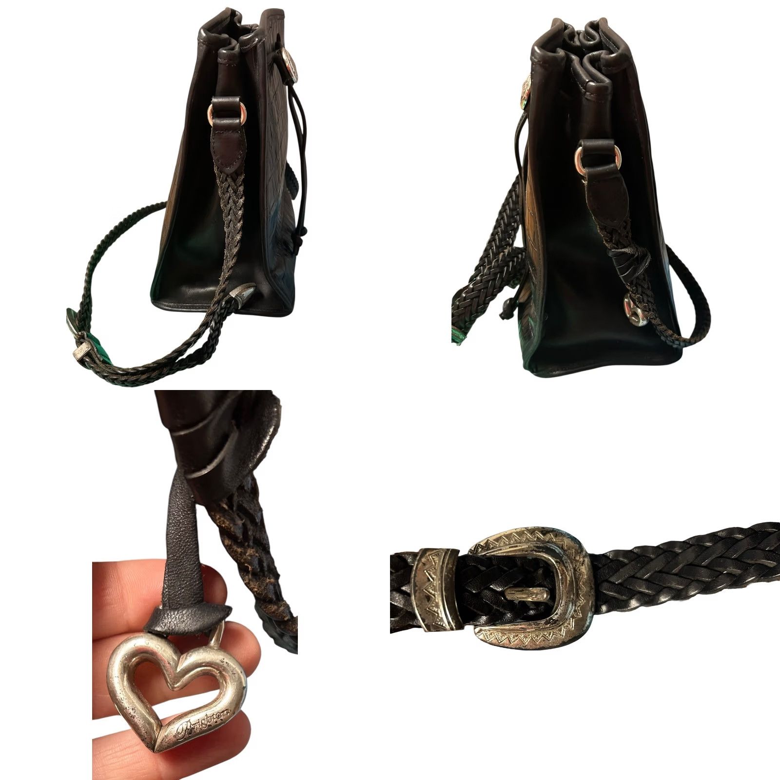 Brighton VINTAGE Brighton Black Leather Croc Embossed Drawstring Bucket Shoulder Bag Purse VTG Womens Small Crossbody Nature: Designer 90s Size ONE SIZE - 8 Thumbnail