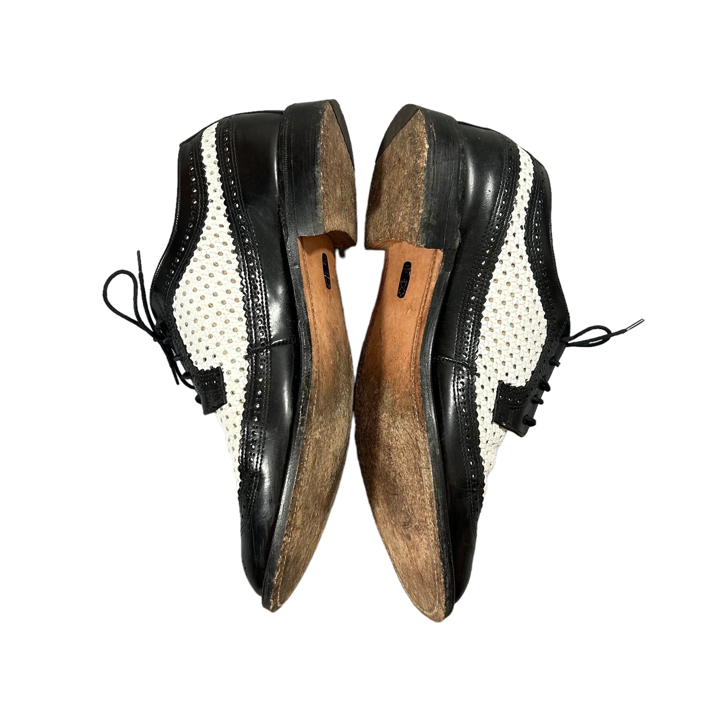 George Cox George Cox Black White Leather Brogue Derby Shoes 10 1/2 Size US 11.5 / EU 44-45 - 4 Thumbnail